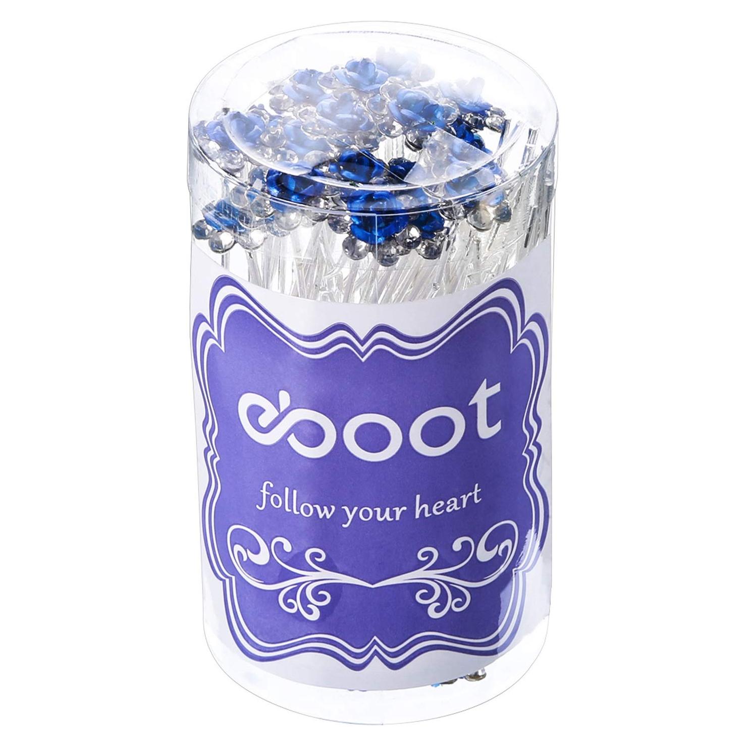 40 Pinzas de Pelo Cristal Flor Rosa eBoot - Accesorios Azul