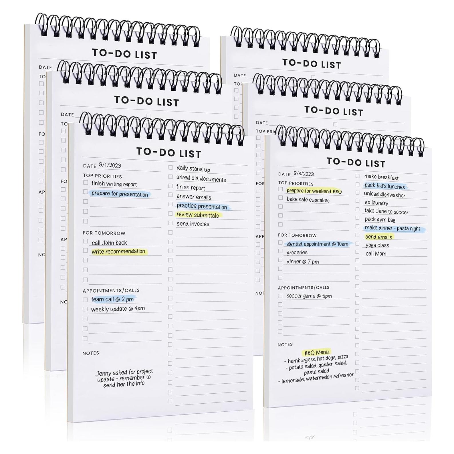 Bloc de Notas de Tareas Diarias De una Clase Feliz - 6 Paquetes