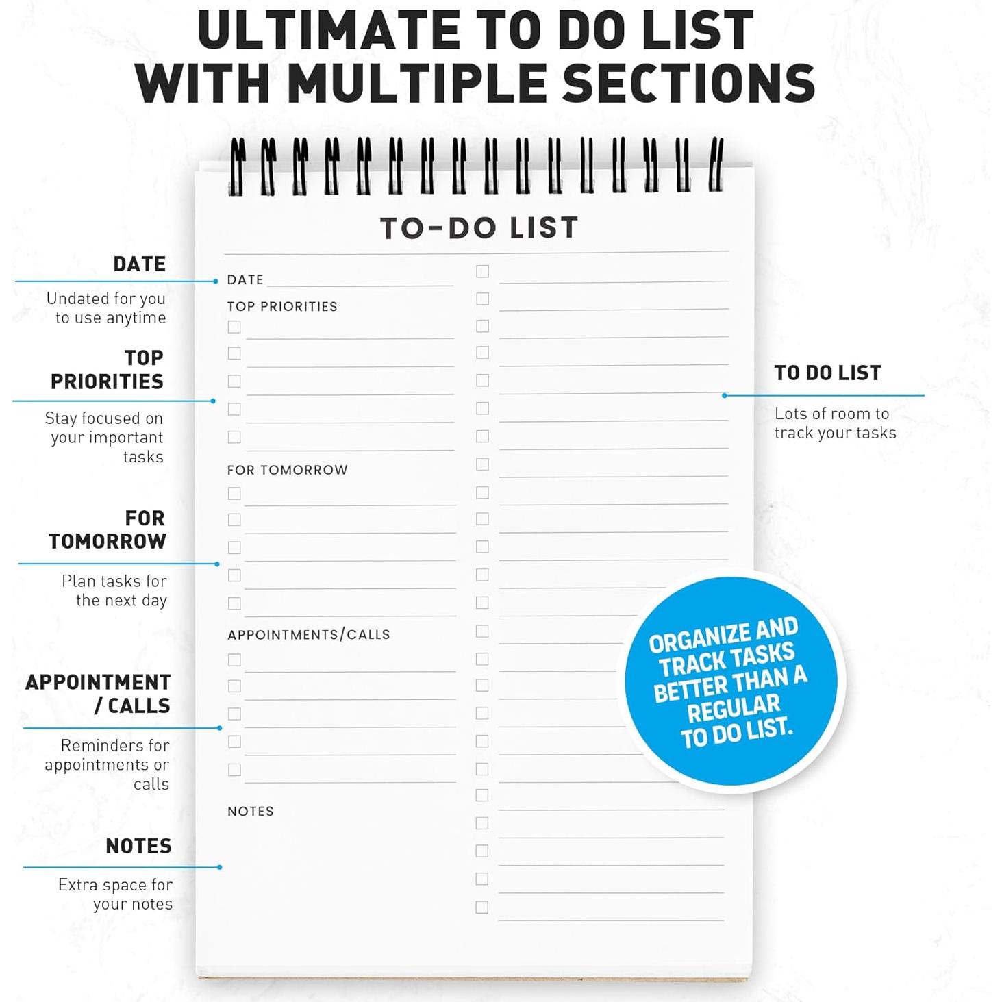 Bloc de Notas de Tareas Diarias De una Clase Feliz - 6 Paquetes