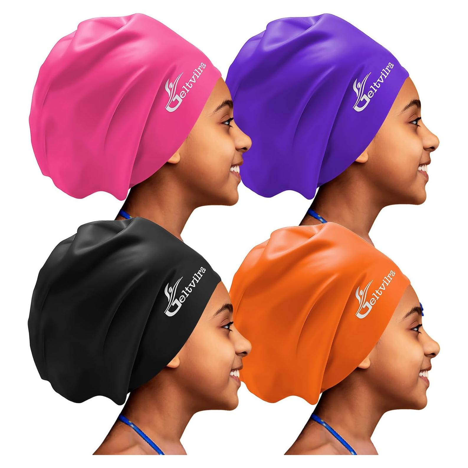 Gorras de Baño Extra Grande Geltvilra para Niños 4 Piezas