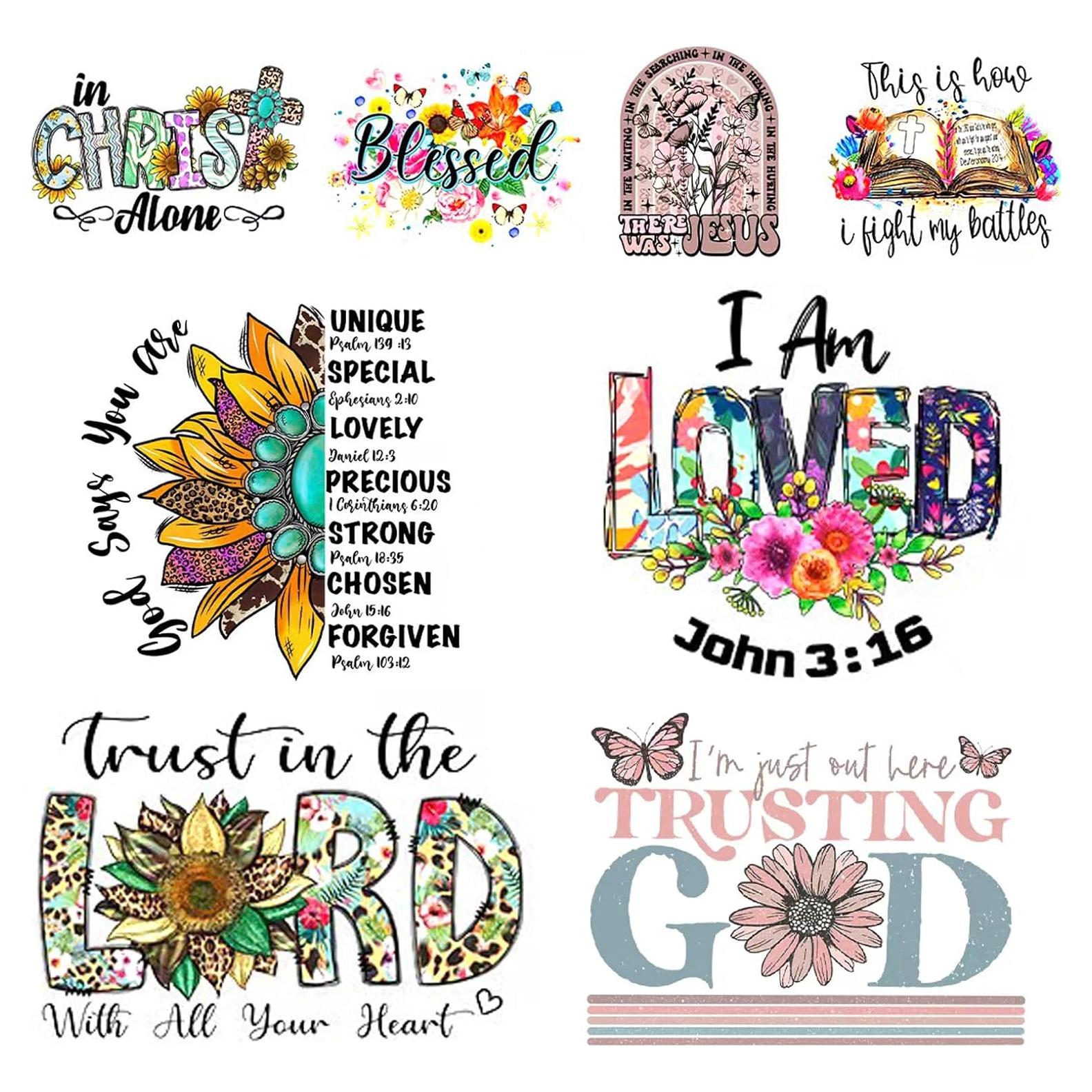 Calcomanías de Transferencia de Calor VISIAIP 8 Pcs Bendición