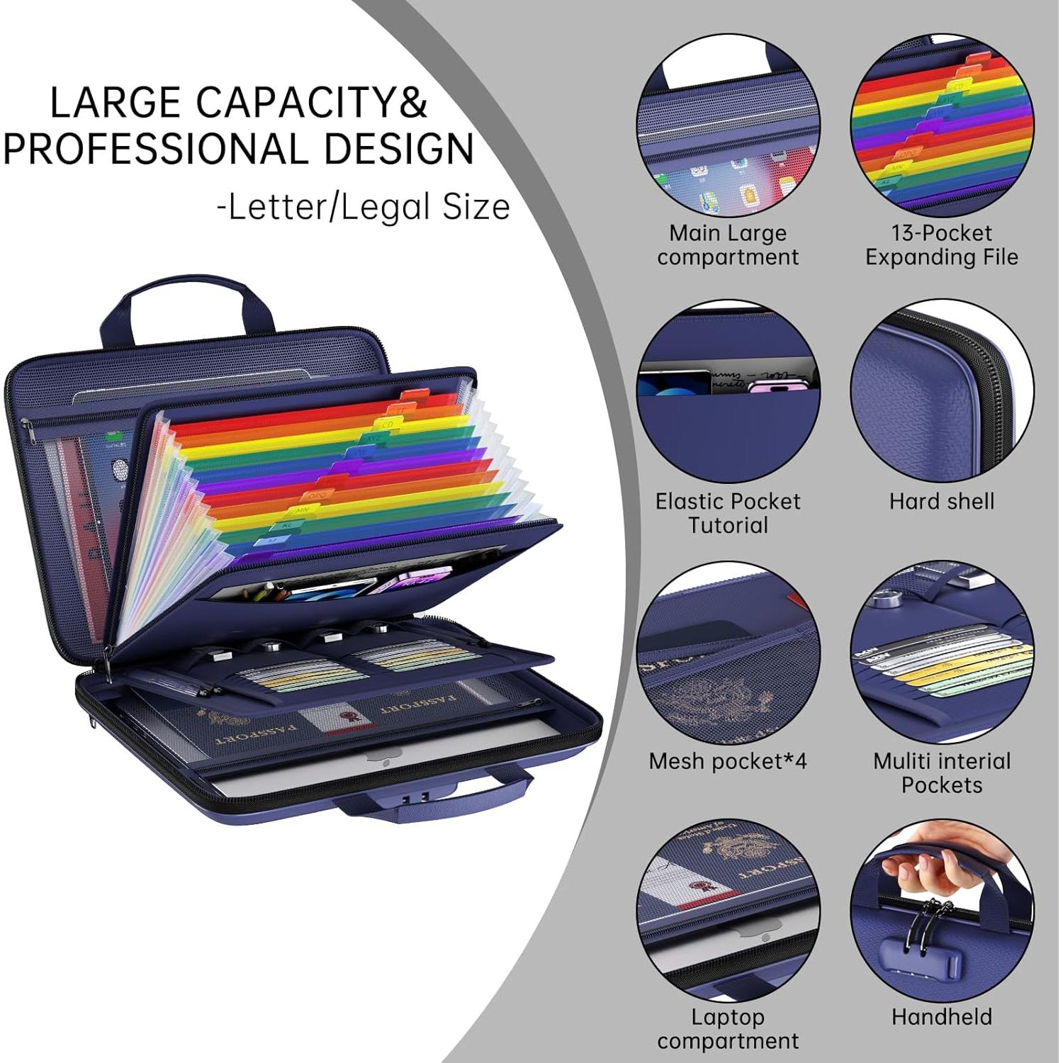 Organizador de Archivos Ignífugo ZOOPIP 13 Bolsillos Azul