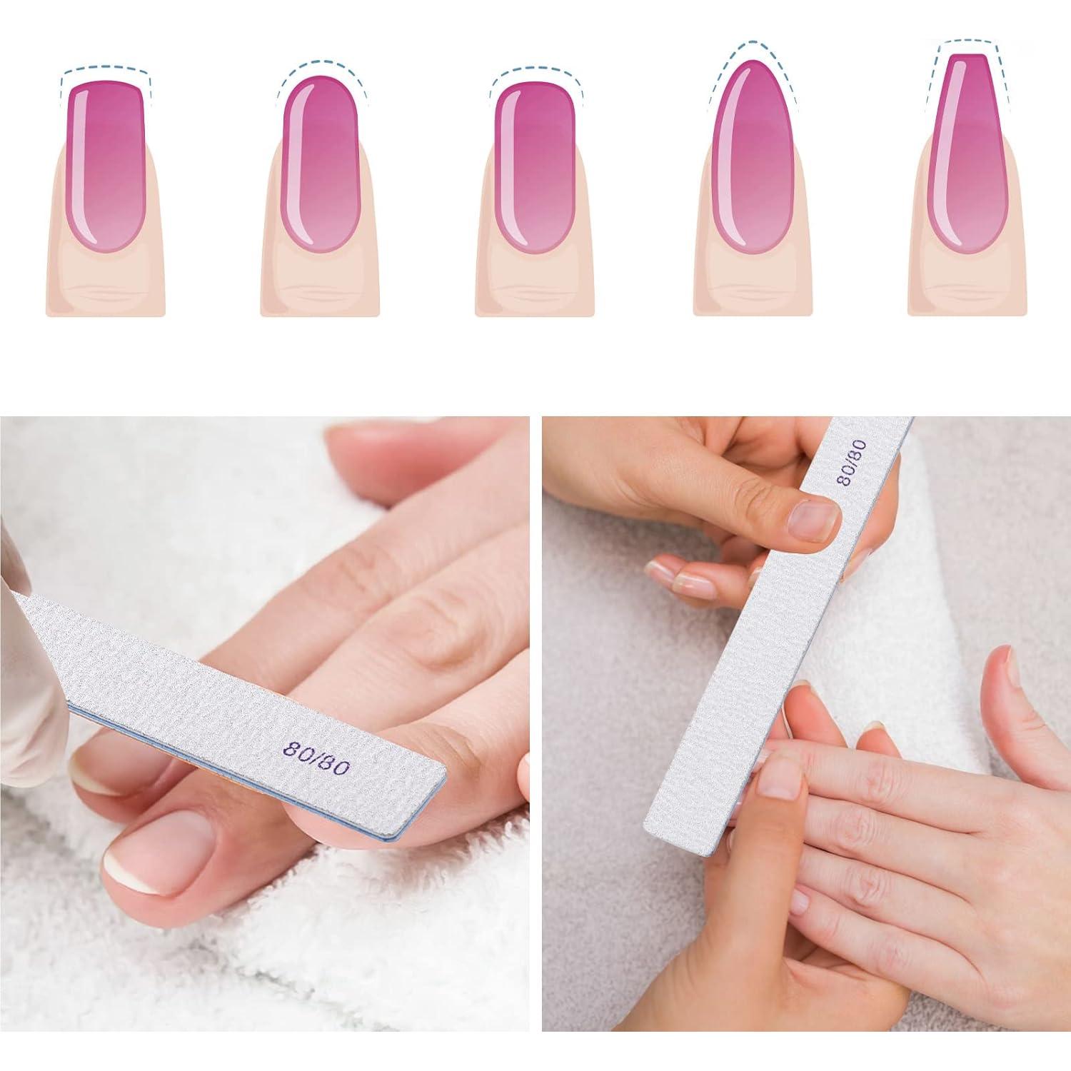 10 Limas de Uñas Rectangulares 80/80 Grano BTYMS para Acrílicas