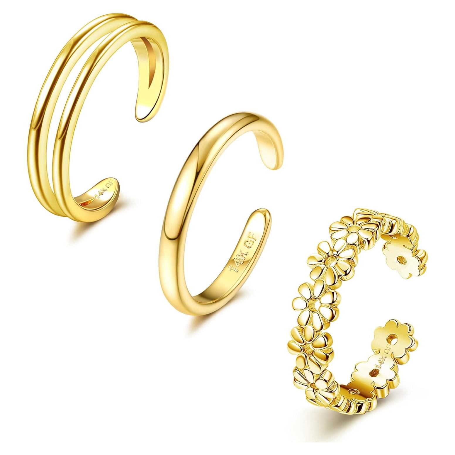 Conjunto de Anillos de Dedo del Pie de Oro 14K HAIAISO Ajustables