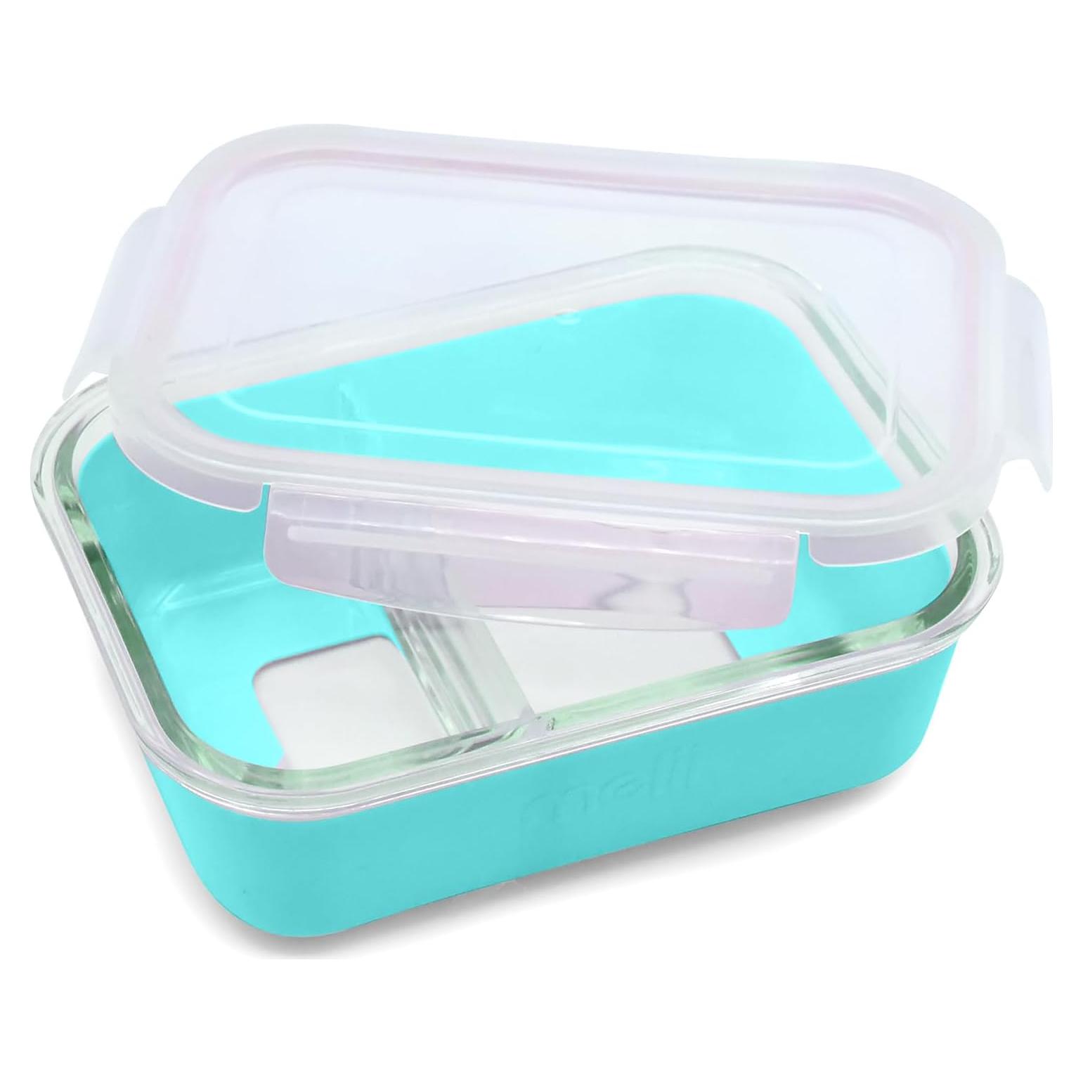 Caja Bento de Vidrio Melii 740ml con Manga de Silicona Azul