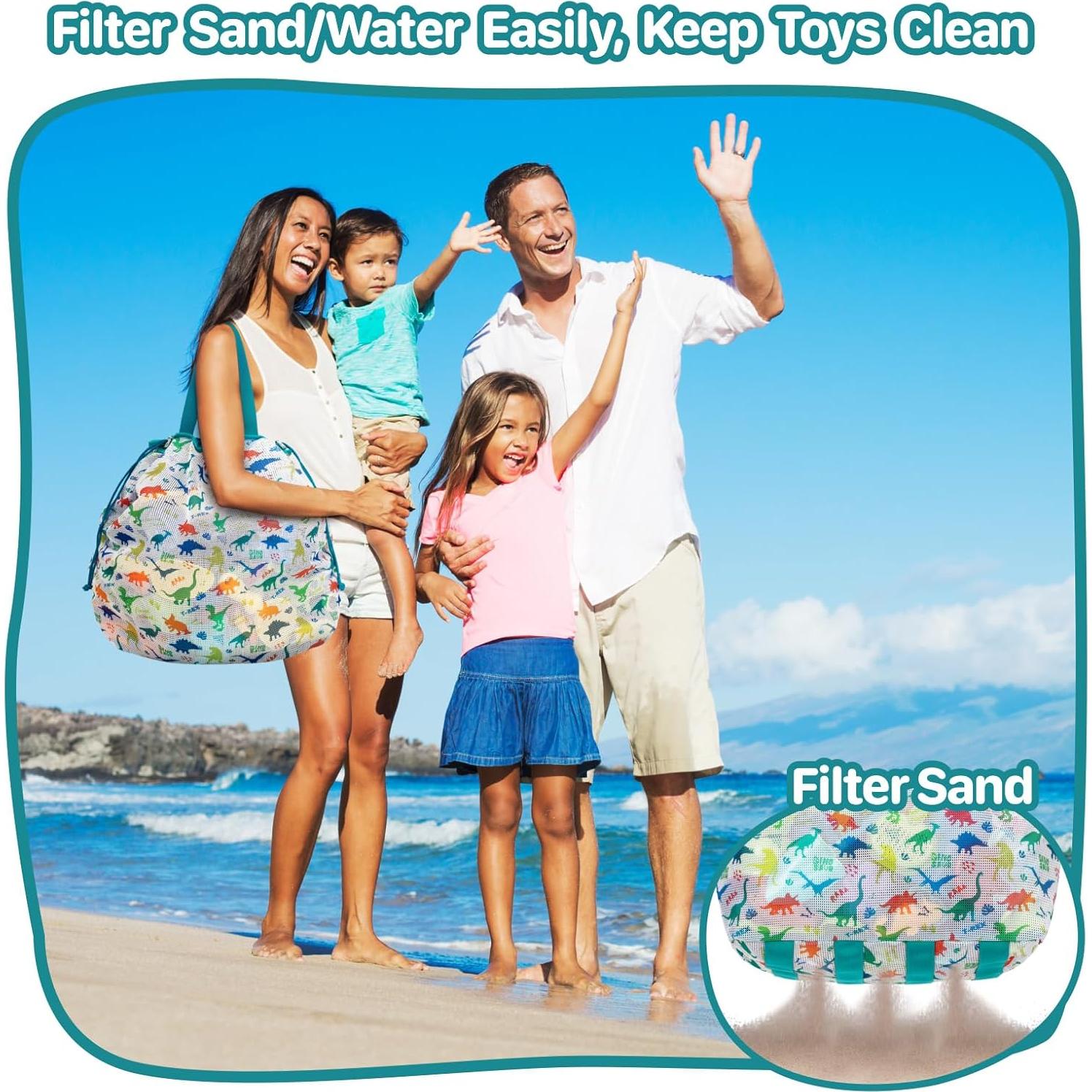 Bolsa de Juguetes de Playa BrainyBees Extra Grande Verde Dino