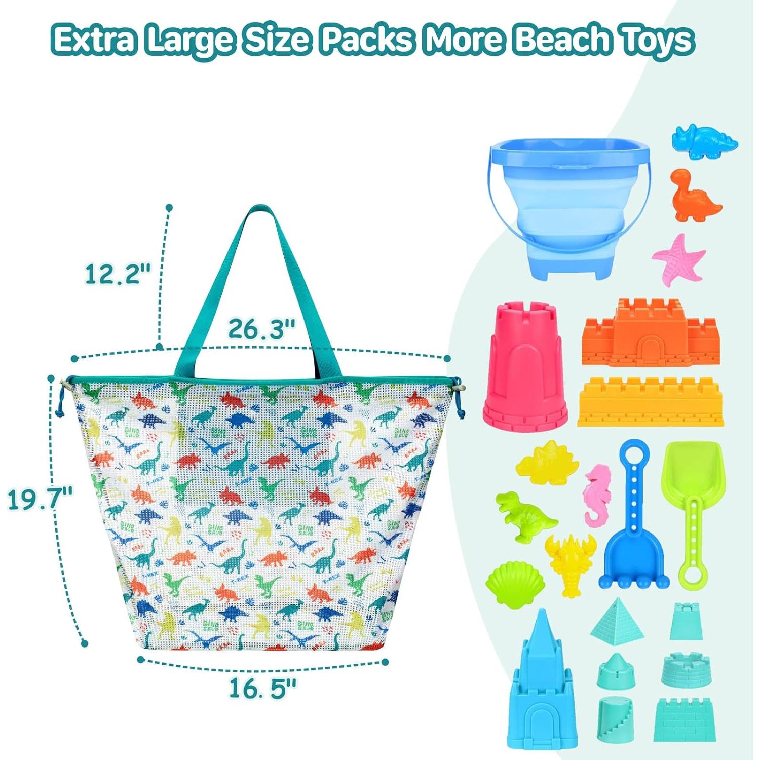 Bolsa de Juguetes de Playa BrainyBees Extra Grande Verde Dino