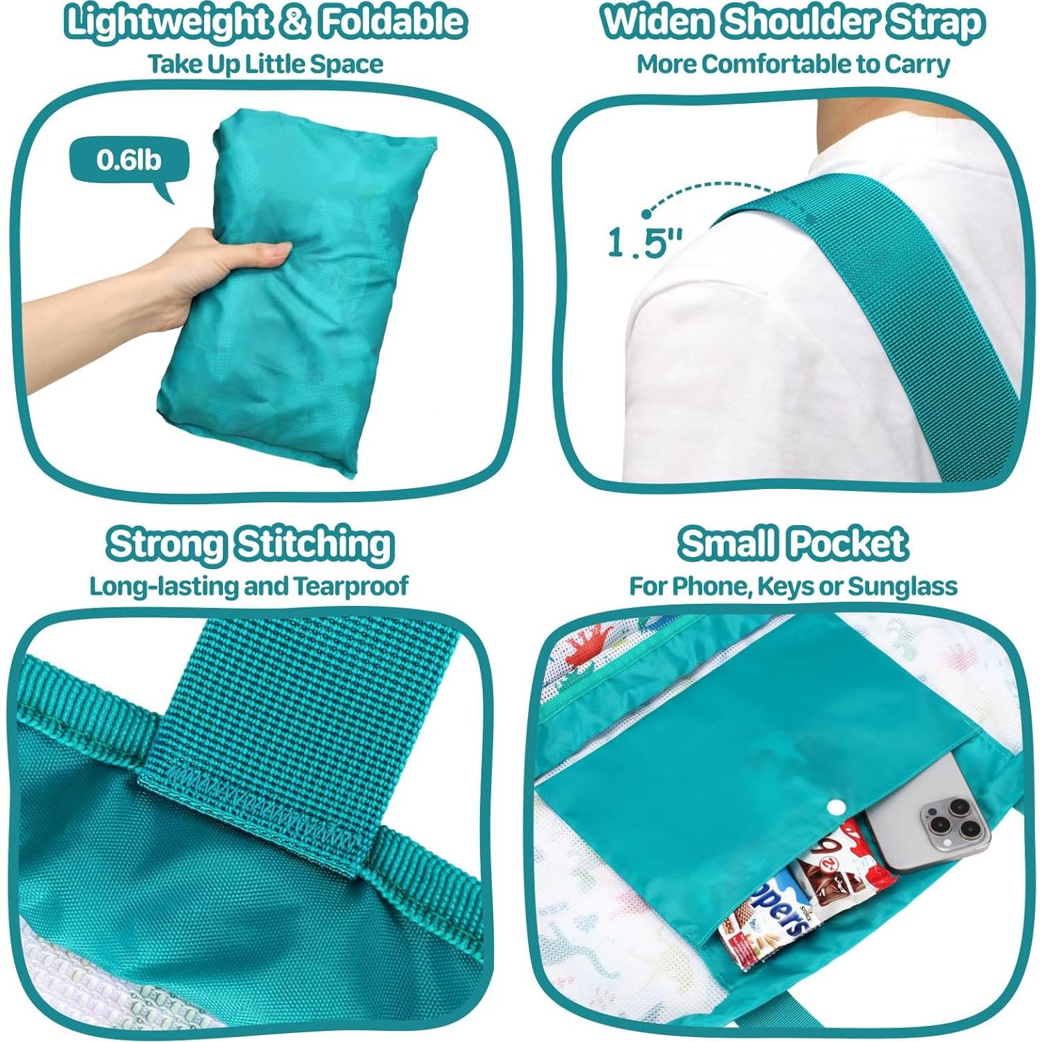 Bolsa de Juguetes de Playa BrainyBees Extra Grande Verde Dino