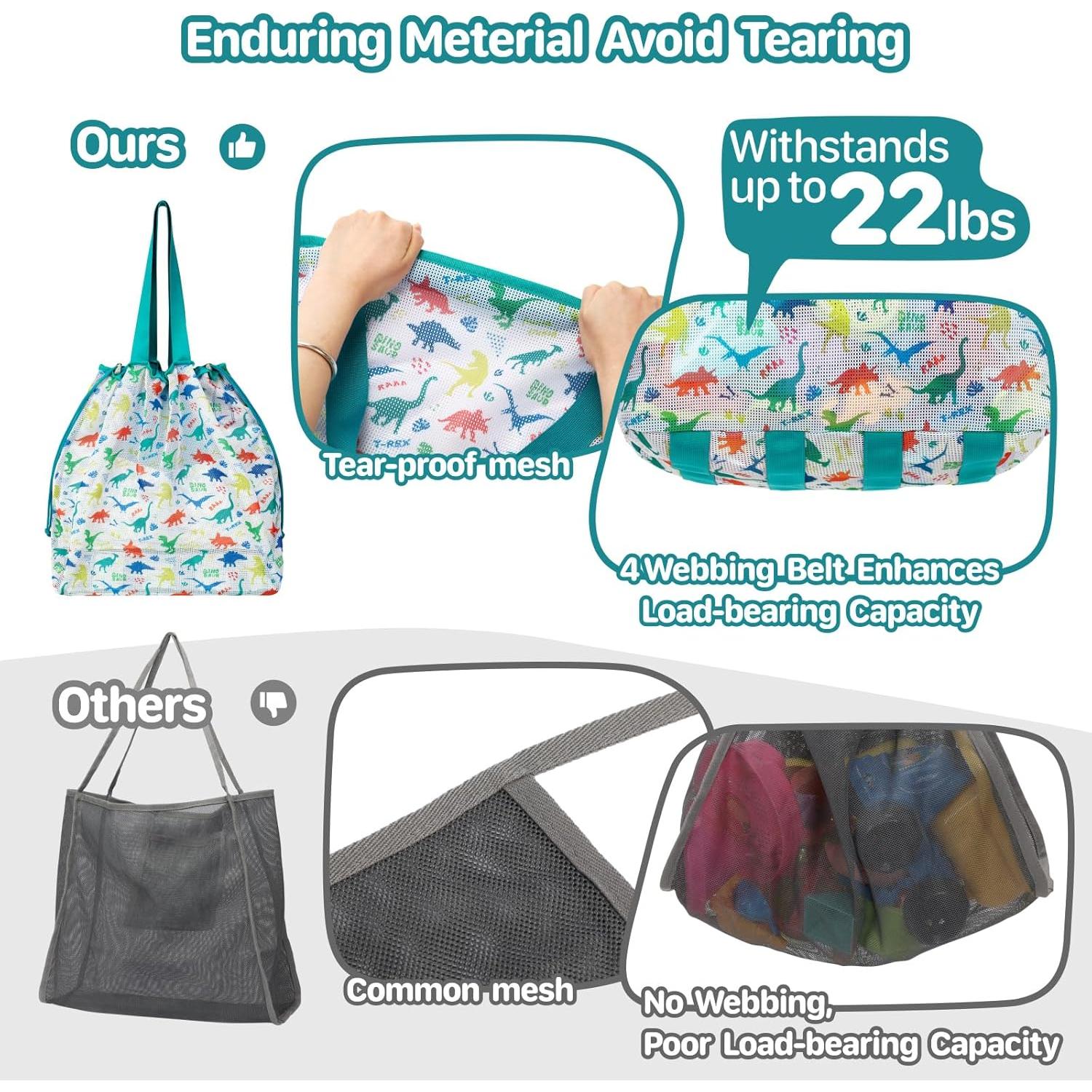 Bolsa de Juguetes de Playa BrainyBees Extra Grande Verde Dino