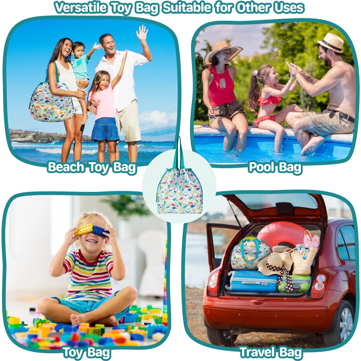 Bolsa de Juguetes de Playa BrainyBees Extra Grande Verde Dino