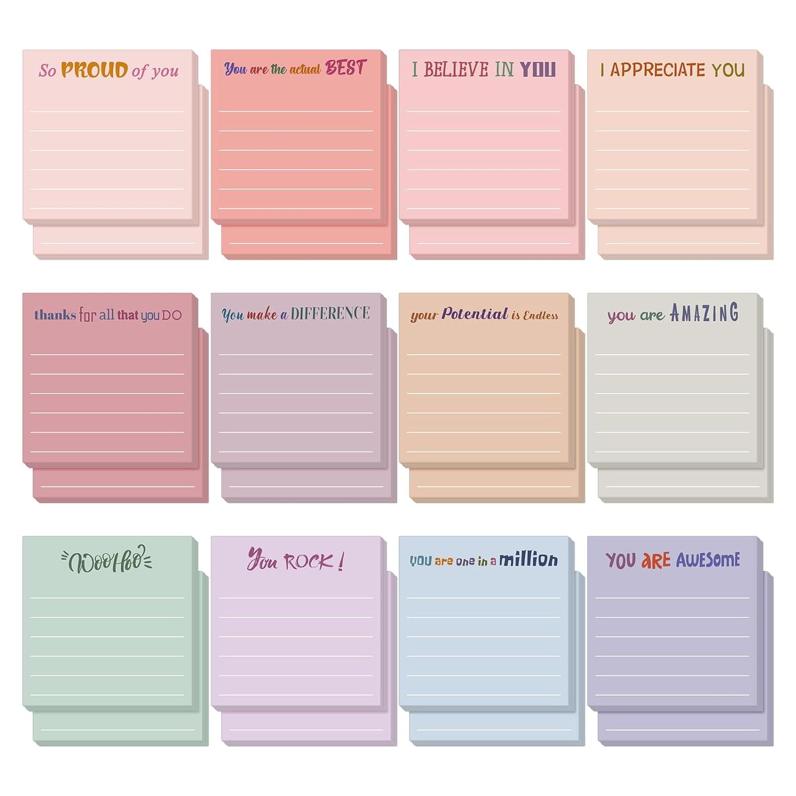 Notas Adhesivas Motivacionales Yinder 24 Pcs 7.62x7.62 cm