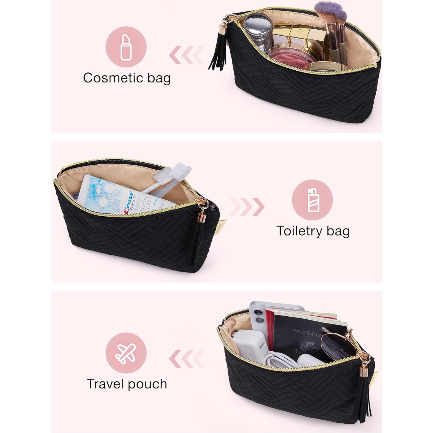 Bolsa Cosmética Pequeña BAGSMART Negra Impermeable para Viajes