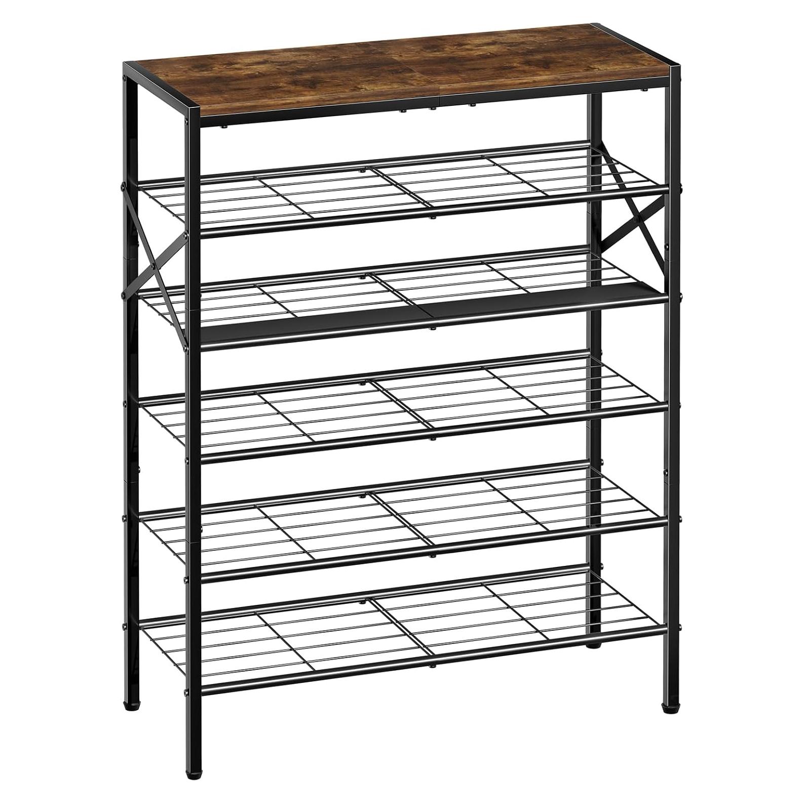 Estante de Zapatos de Metal UNITSTAGE 6 Niveles Marrón Rústico