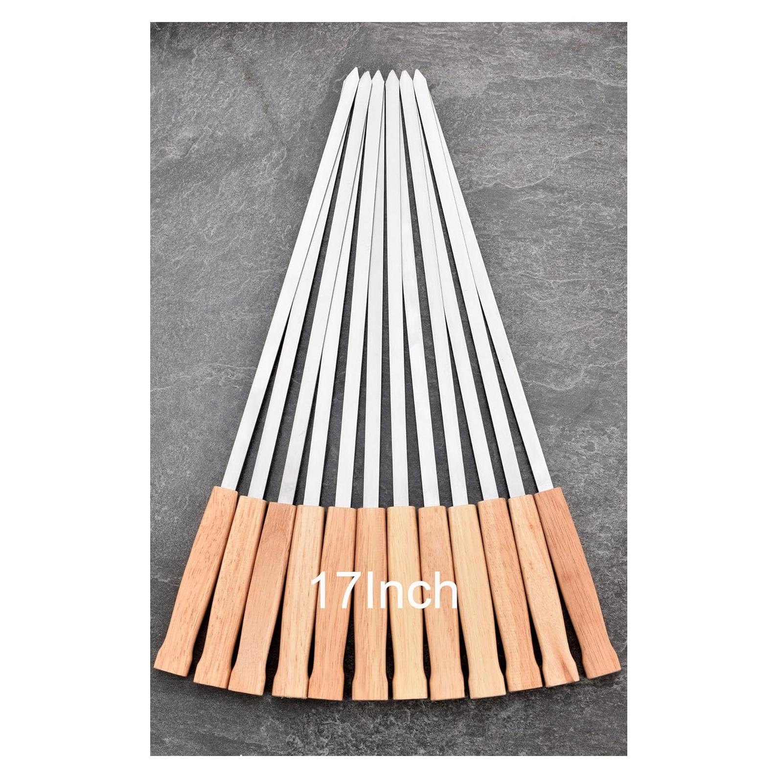 Set de 12 Pinchos de BBQ Planos HONSHEN 43.18 cm Acero Inoxidable