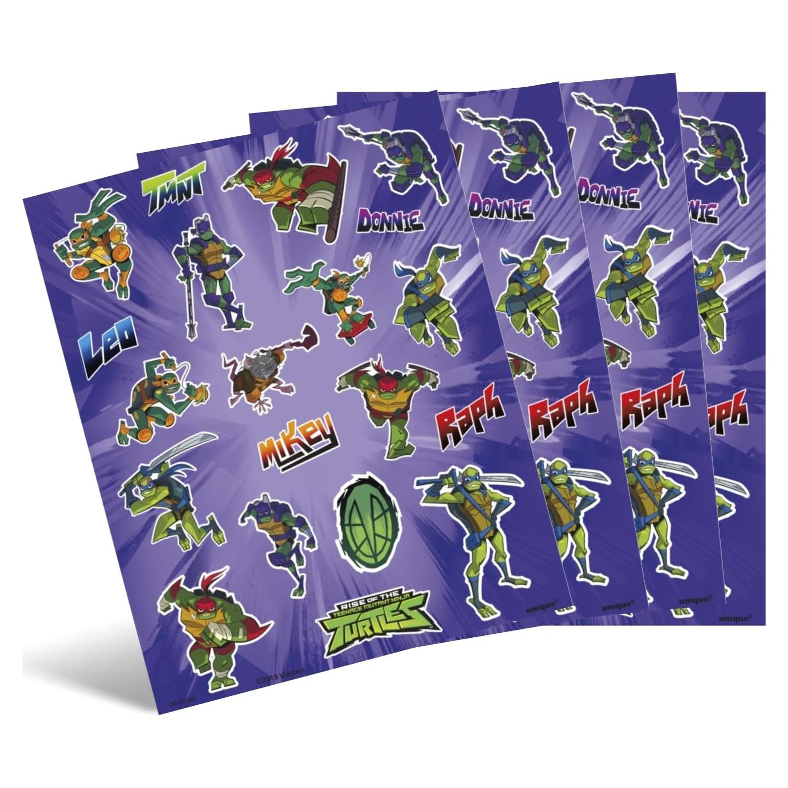 Hojas de Calcomanías Tortugas Ninja Únicas - 4 Pcs Multicolor