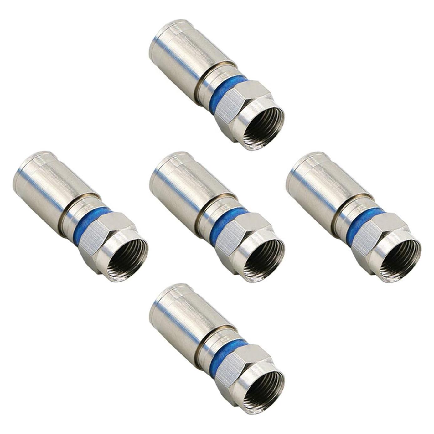 Adaptador Coaxial F de Compresión PASOW - Paquete de 5 Unidades