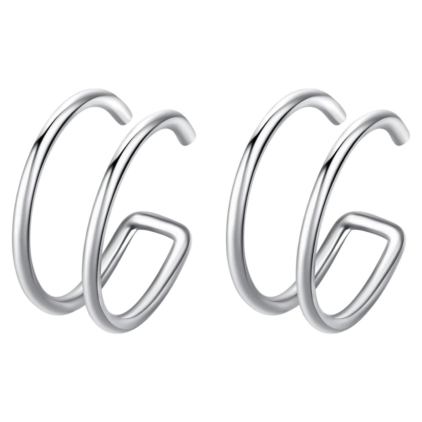 Aros Nasales Falsos 18G Acero Inoxidable 2 Pcs Plata