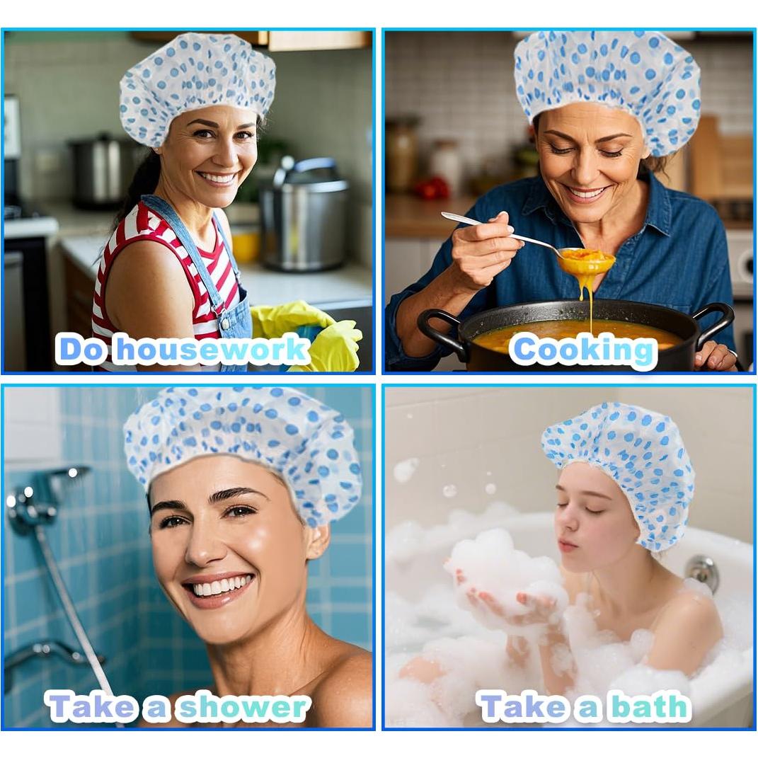 Paquete de 18 Gorras de Ducha Reutilizables FZWONVUC Azul