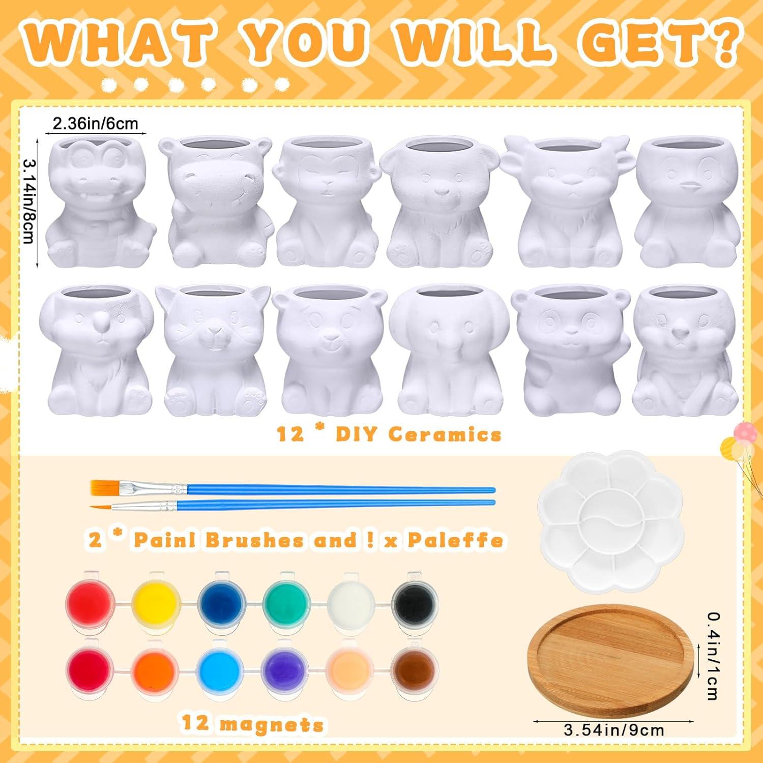 Hushee 12 Macetas Cerámicas Pintables para Suculentas DIY