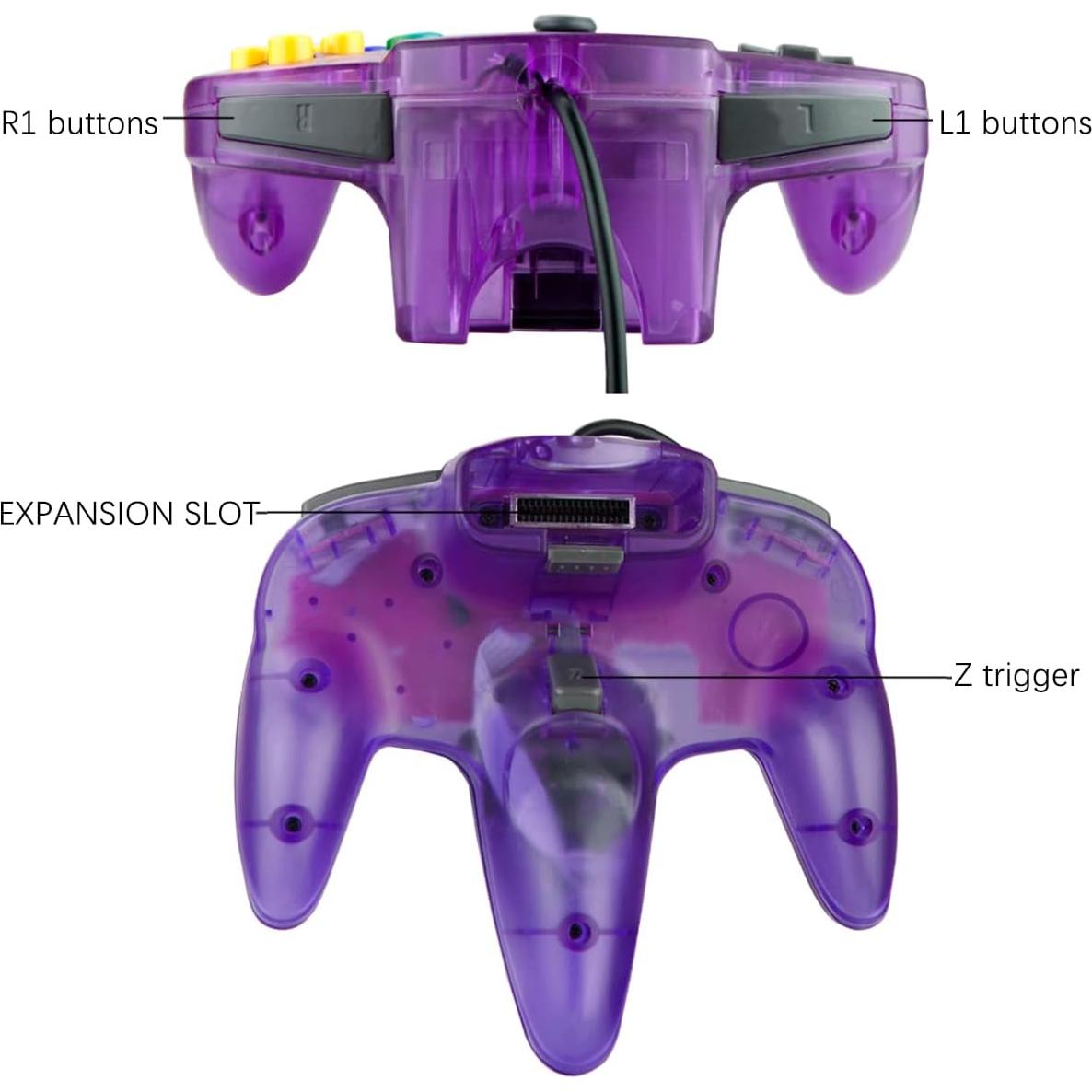 Controlador N64 ZeroStory Con Cable Verde y Púrpura 1.8m