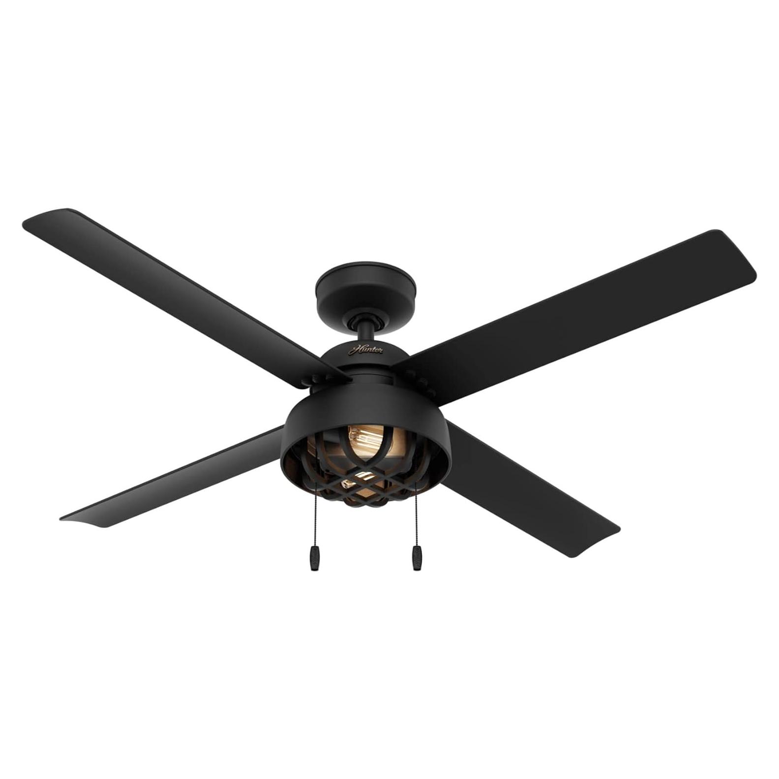Ventilador de Techo Hunter Spring Mill 52" Negro Mate LED