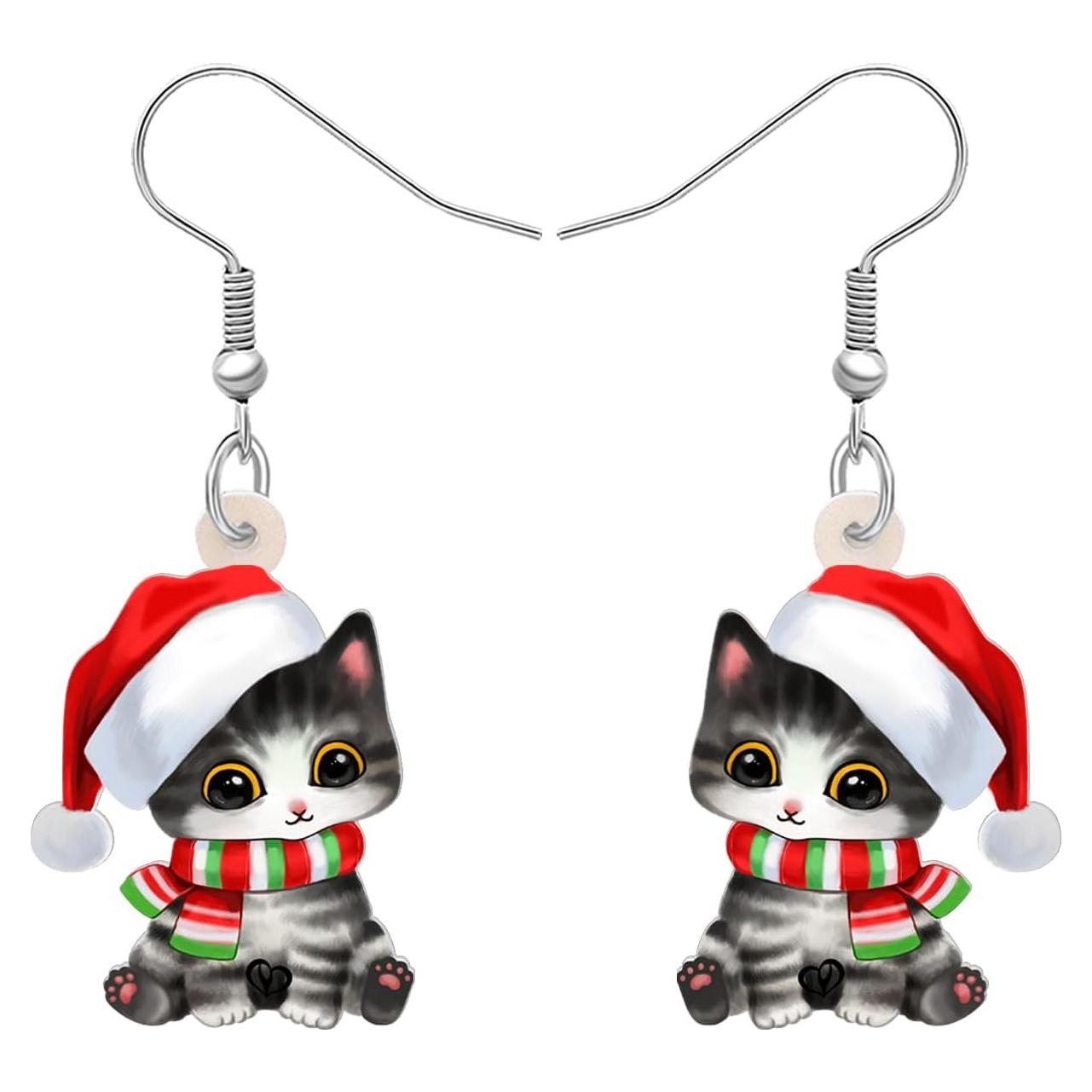 Pendientes de Gato con Sombrero de Santa TIZURO Joyería