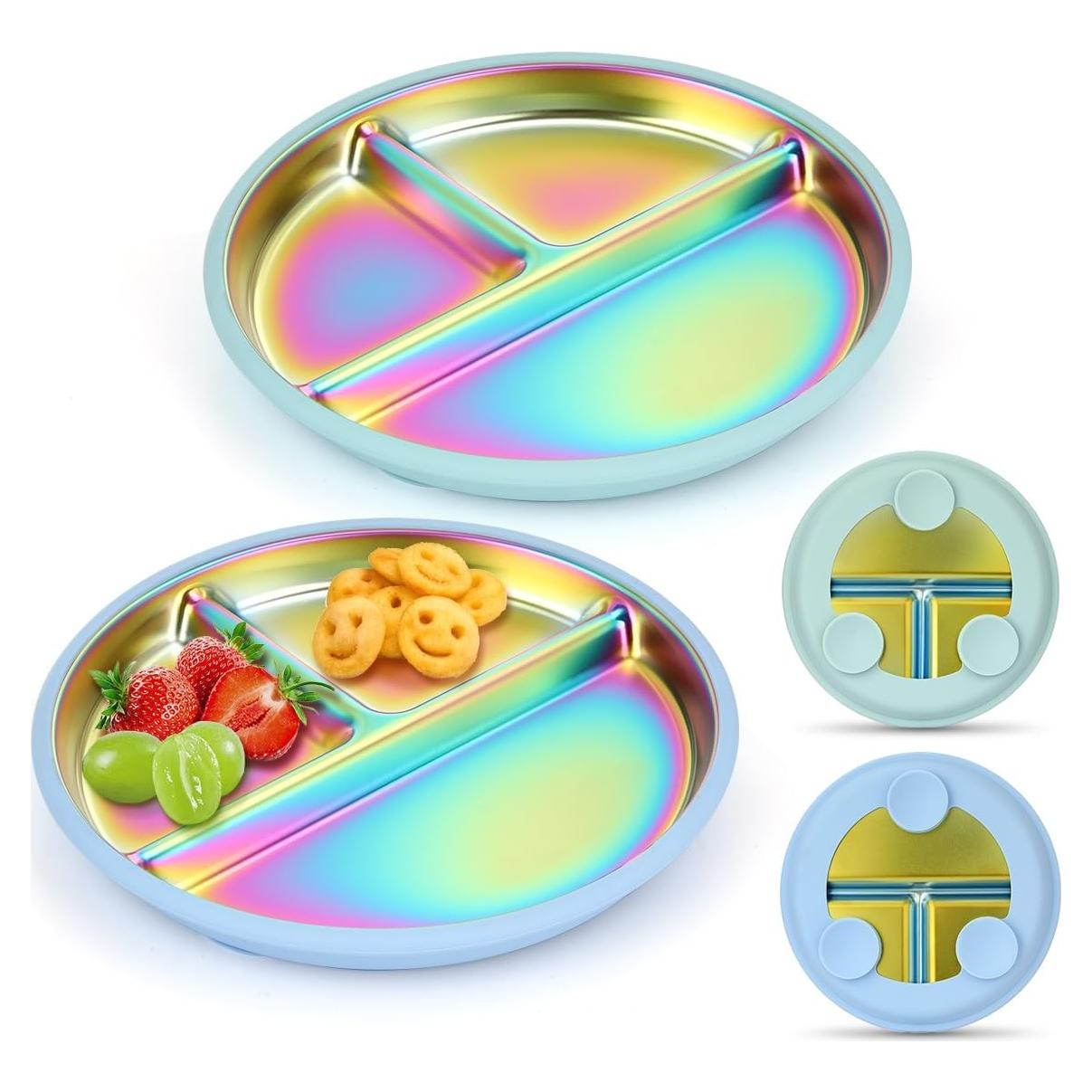 Platos de Acero Inoxidable AIEVE para Niños 22.86 cm 2 Piezas