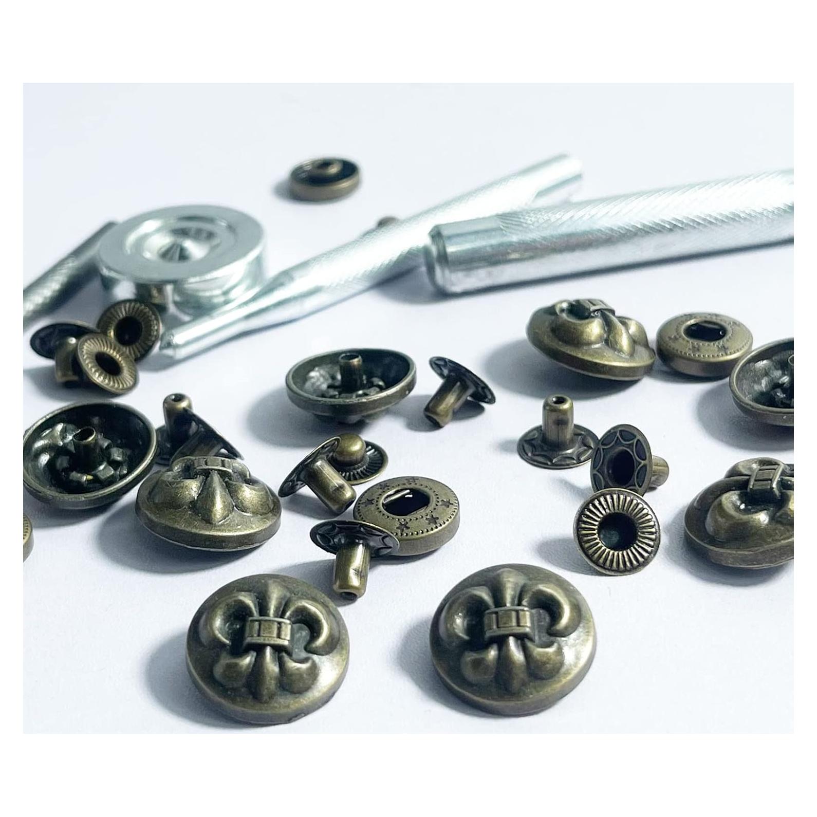 15 Botones a Presión de Bronce Wetufin 1.7cm Estilo Ancla