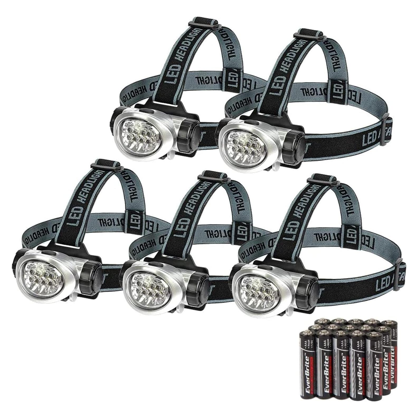 Linterna Frontal LED EverBrite 5-Pack, 4 Modos, Baterías Incluidas