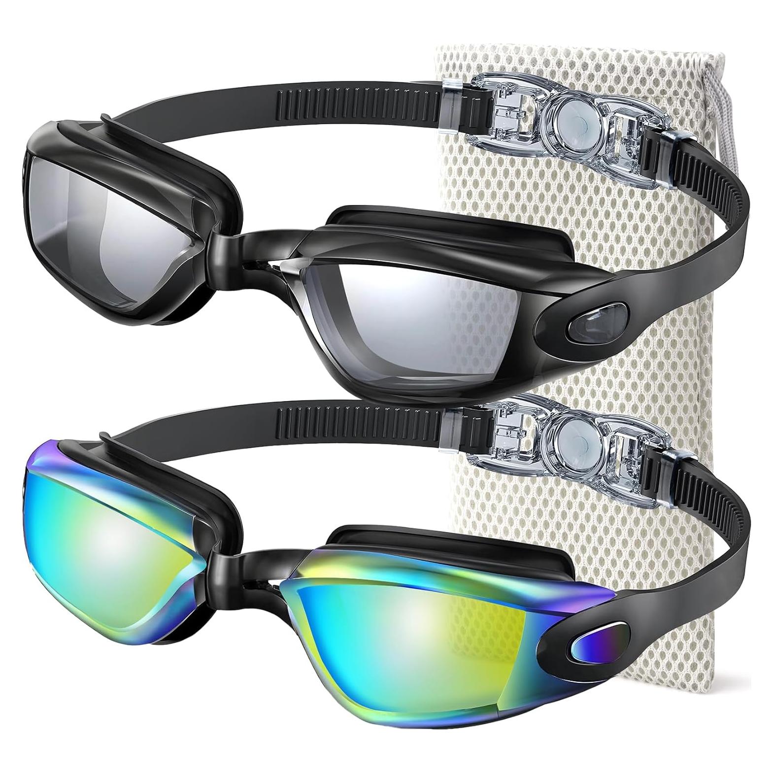 Gafas de natación NSSIW para adultos - Antivaho y sin fugas - Paquete de 3