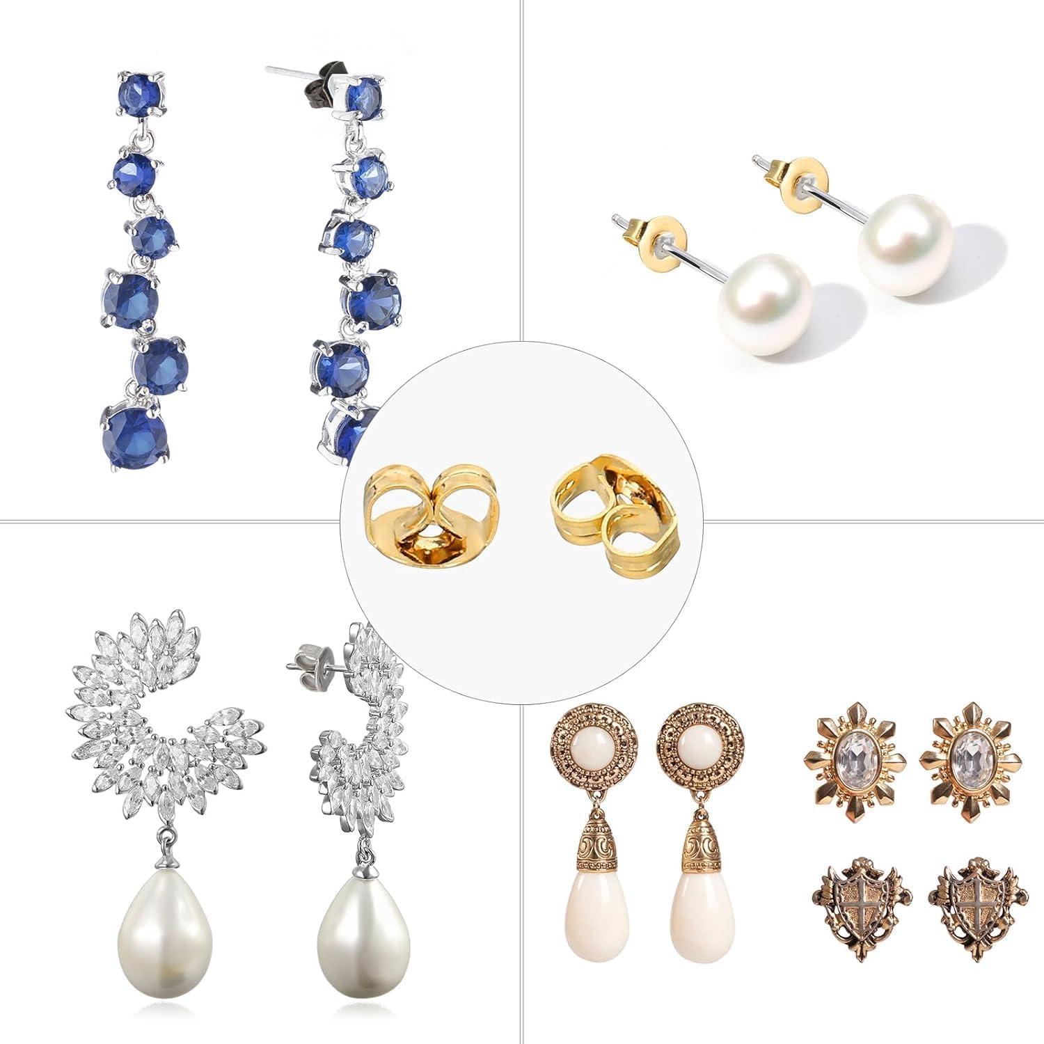 Respaldo de Aretes Dorados Tasodin 12pcs Acero Inoxidable 6x4.5mm