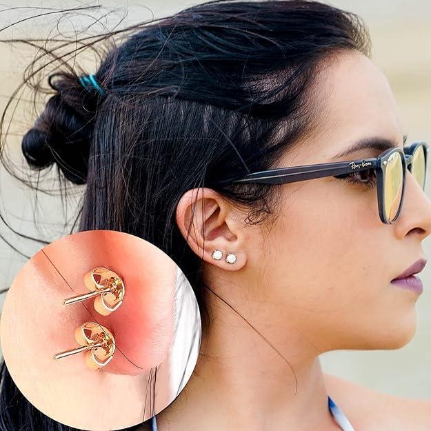 Respaldo de Aretes Dorados Tasodin 12pcs Acero Inoxidable 6x4.5mm