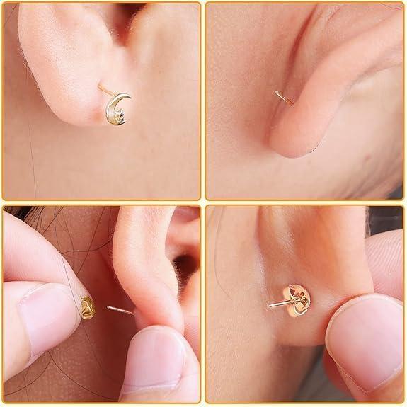 Respaldo de Aretes Dorados Tasodin 12pcs Acero Inoxidable 6x4.5mm