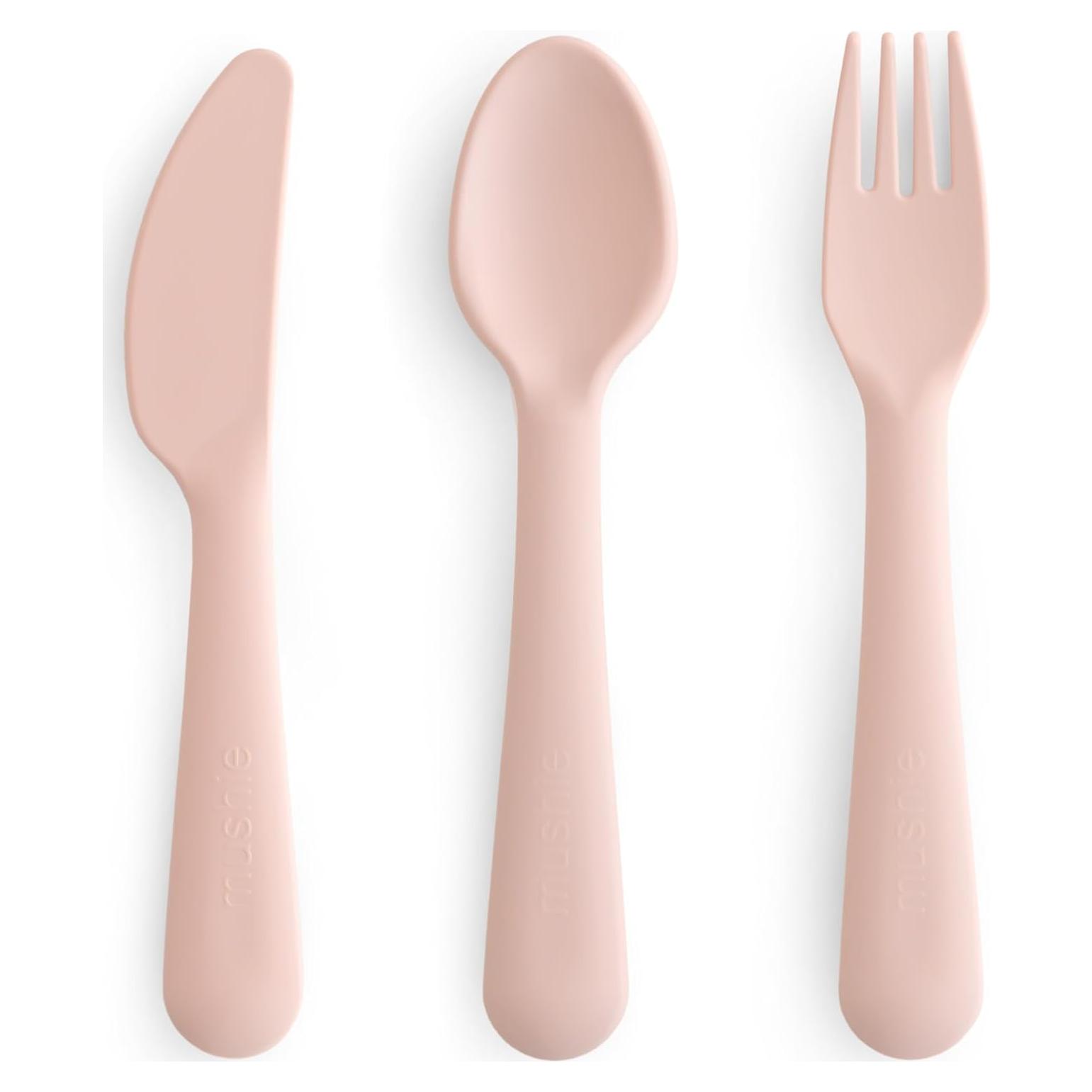 Set de Cubiertos para Niños Mushie 3 Piezas Sonrosado