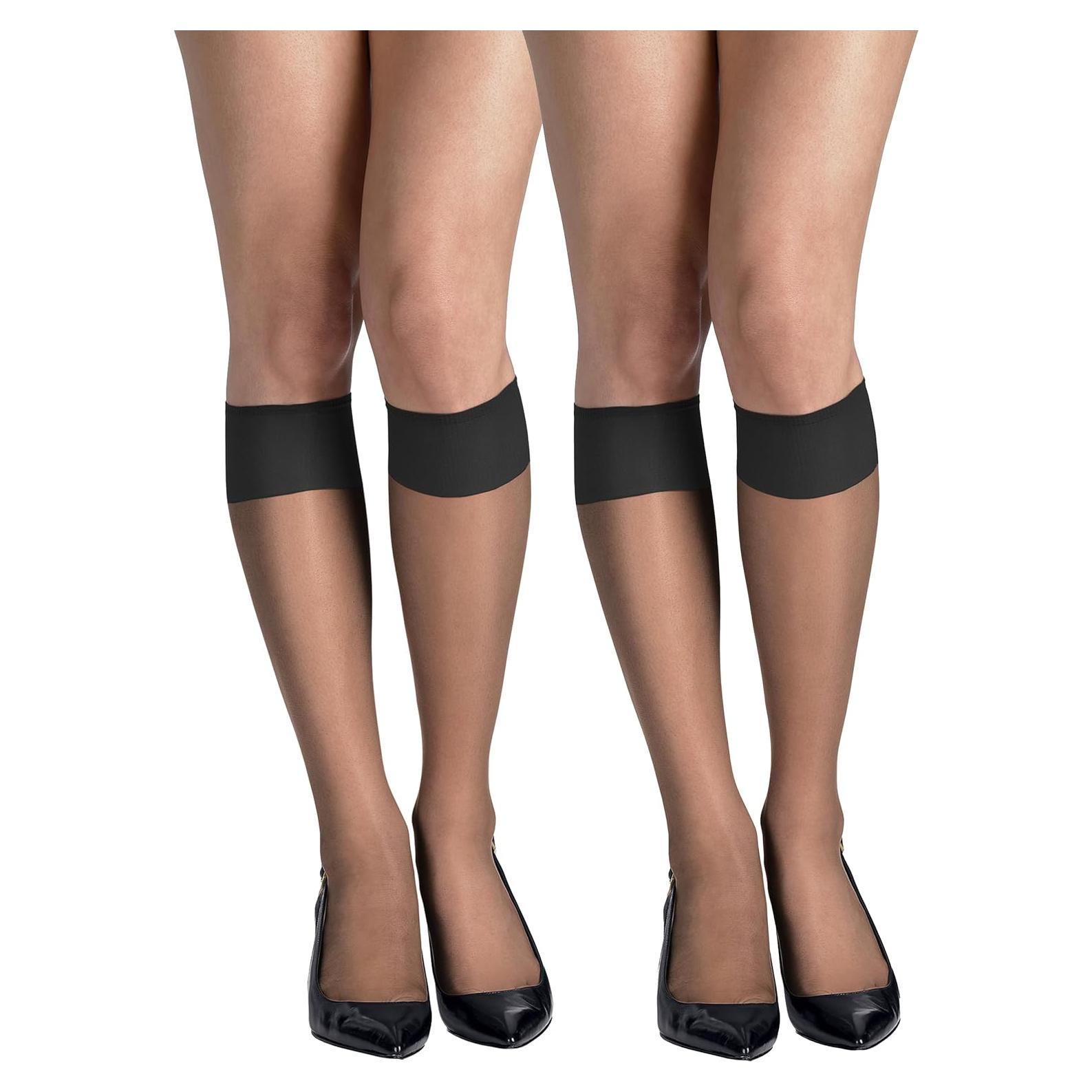 Medias de Rodilla Transparentes Hanes Silk Reflections - Negro