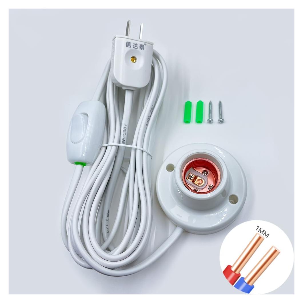 Portalámparas exterior E26/E27 con cable 3.0M y interruptor