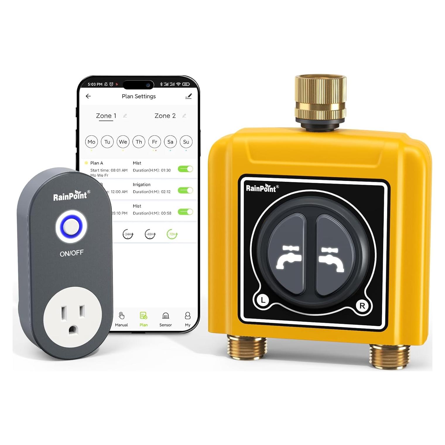 Temporizador de Riego WiFi RAINPOINT 2 Zonas Bronce