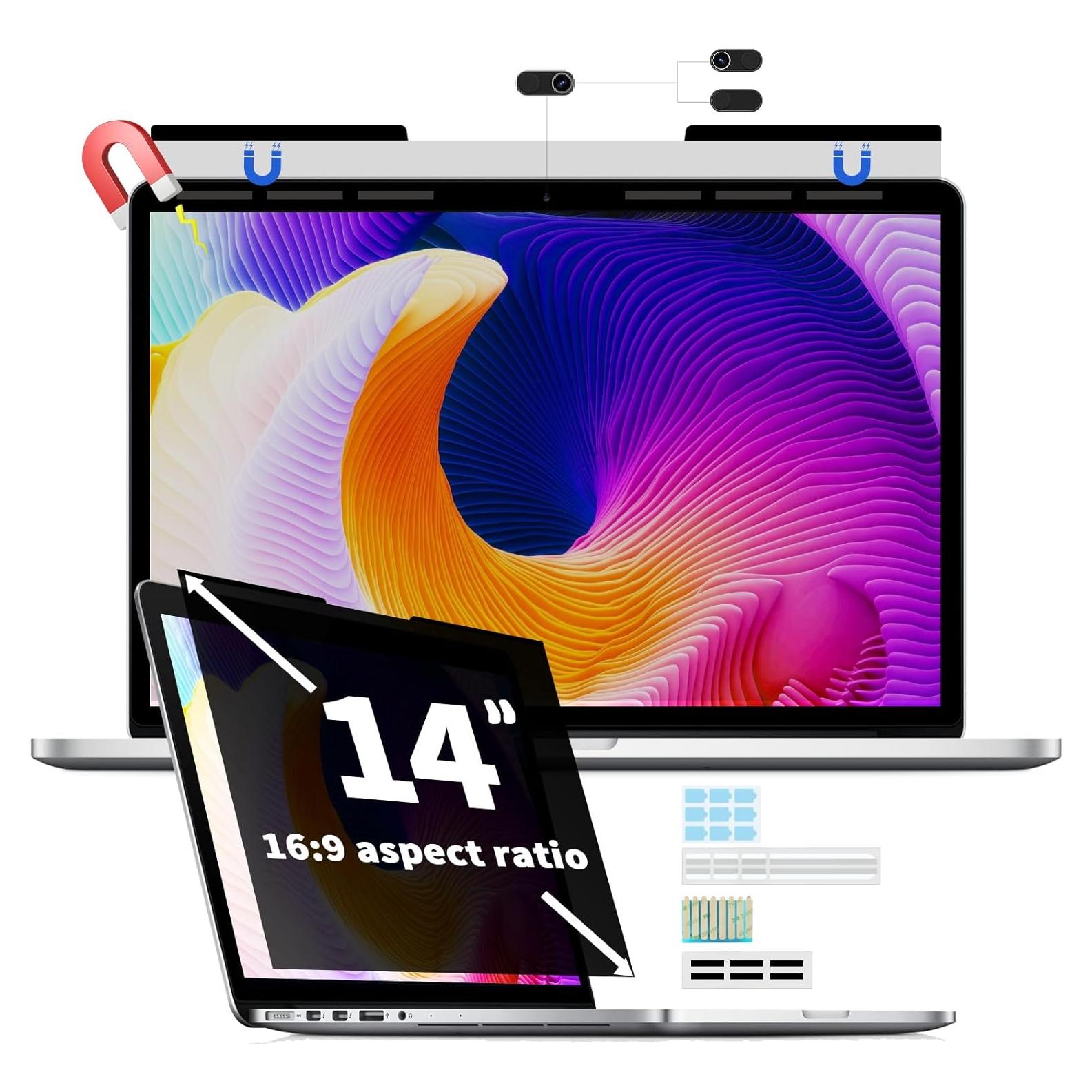 Filtro de Privacidad Magnético 14" Halloive 16:9 Anti-reflejo