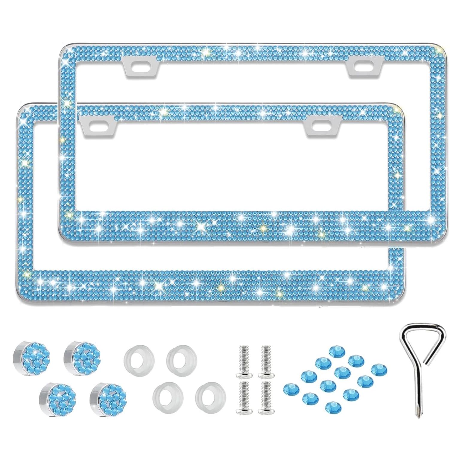 Marco de Placa de Licencia Brillante RunOne 2 Piezas Aguamarina
