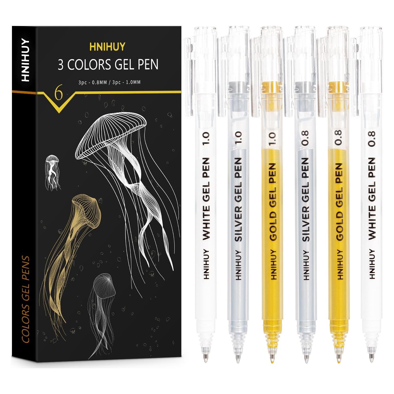 Bolígrafos de Gel Multicolor Genérico 0.8 y 1 mm - Paquete de 6