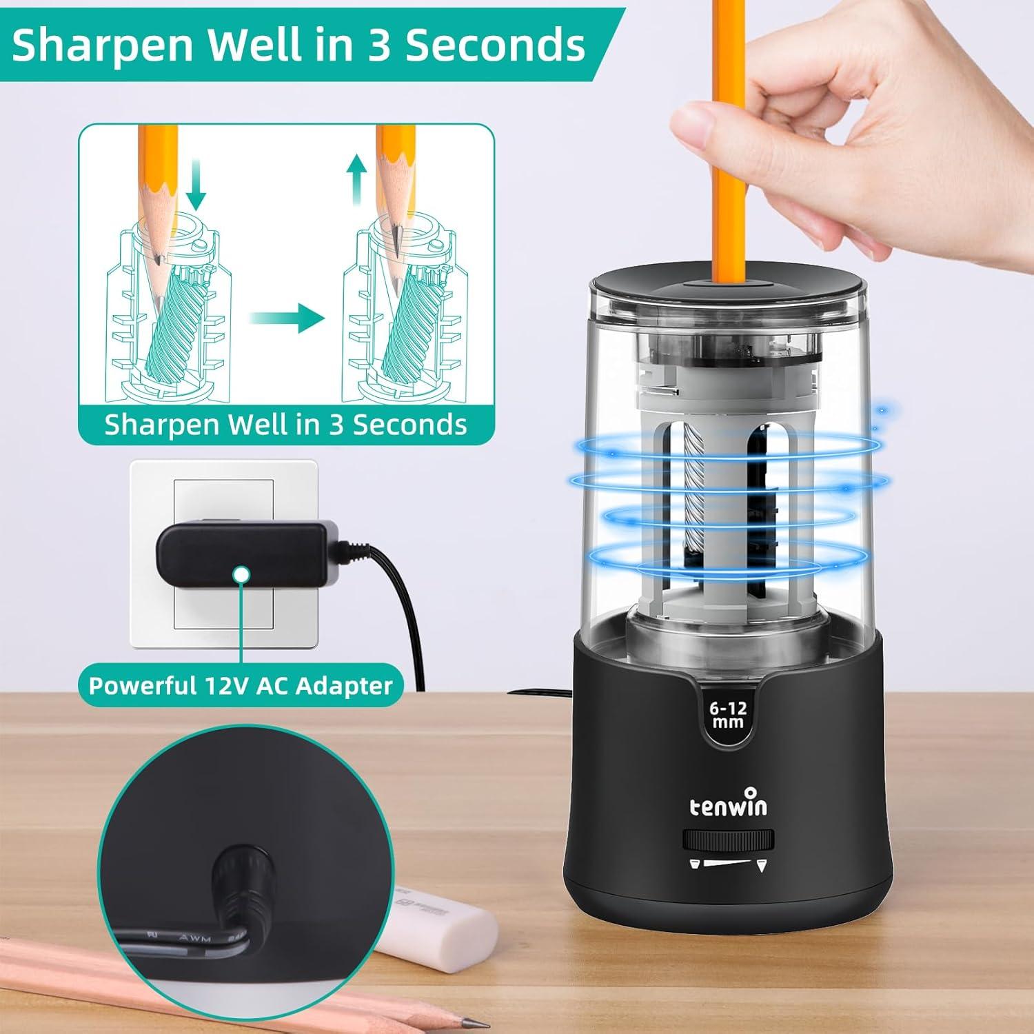 Sacapuntas Eléctrico Tenwin TW8038-1 para Lápices 6-12mm