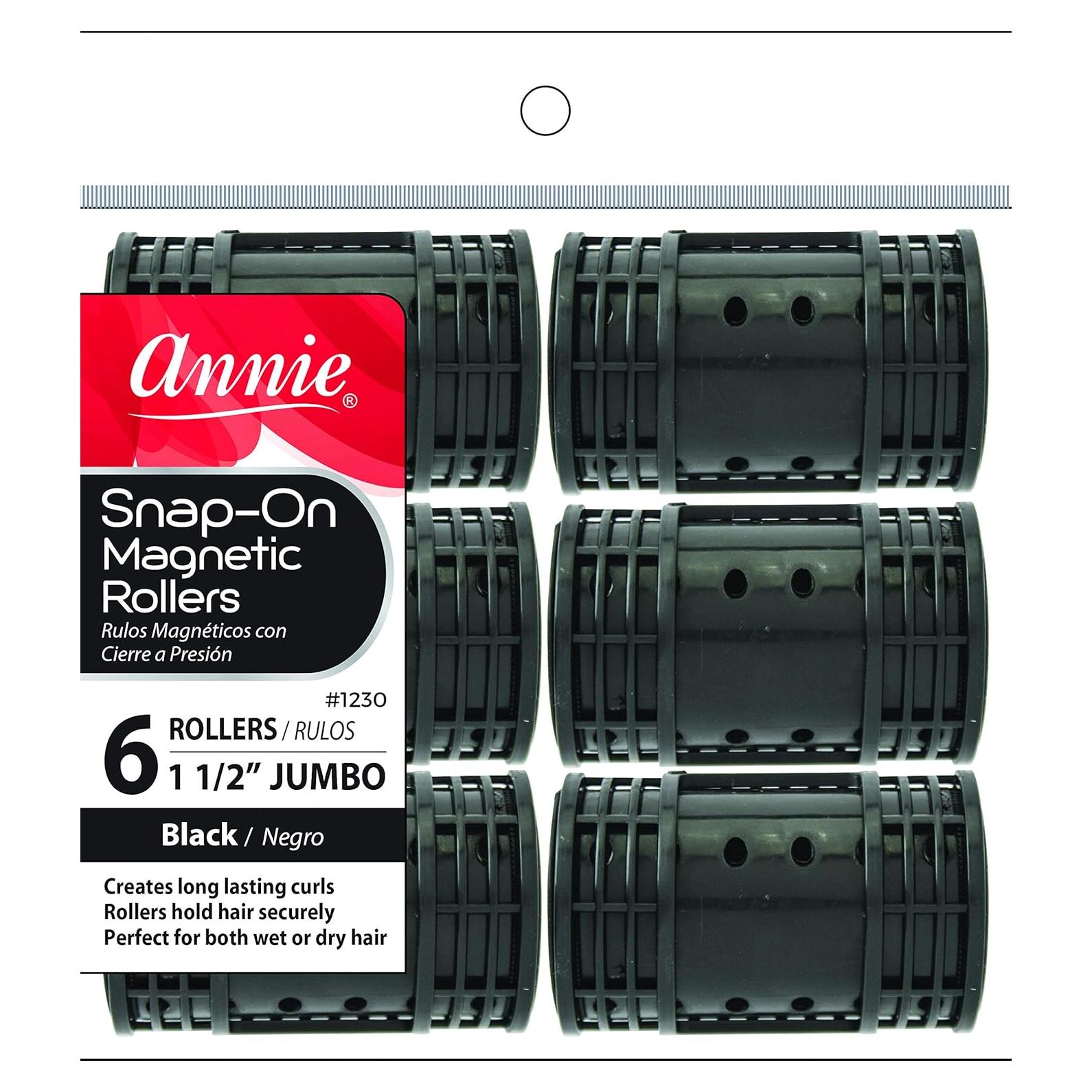 Rodillos Magnéticos Annie Jumbo 6 Paquete Negro 3.81 cm