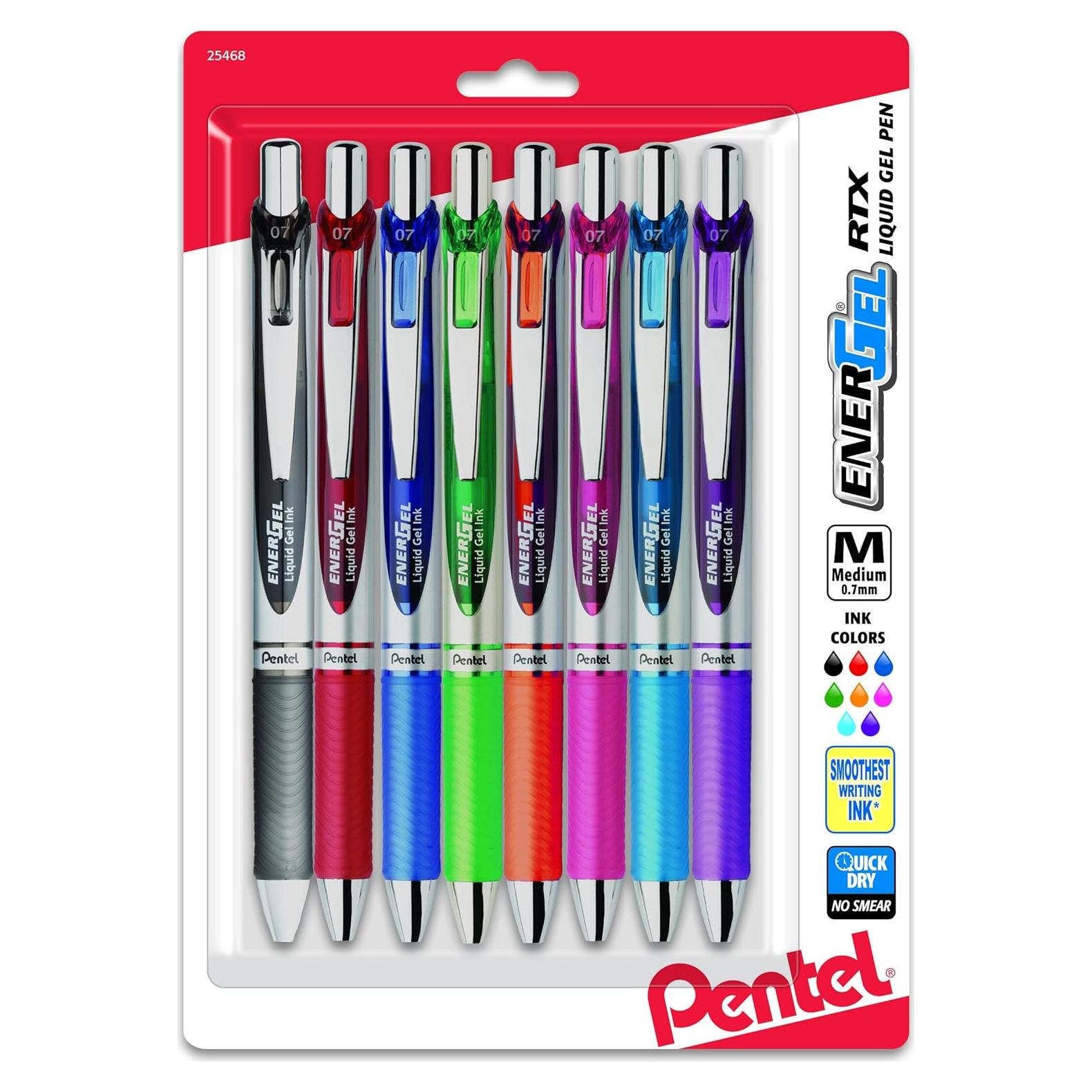 Bolígrafo de Gel Retráctil Pentel EnerGel RTX 0.7mm Paquete 8