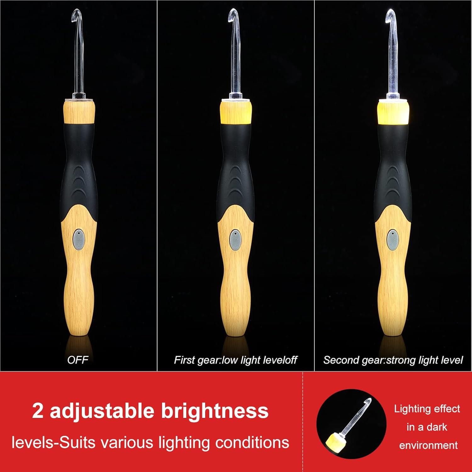 Juego de Ganchillos Iluminados LOVE&WEAVING - 11 Piezas 2.5mm a 8.0mm