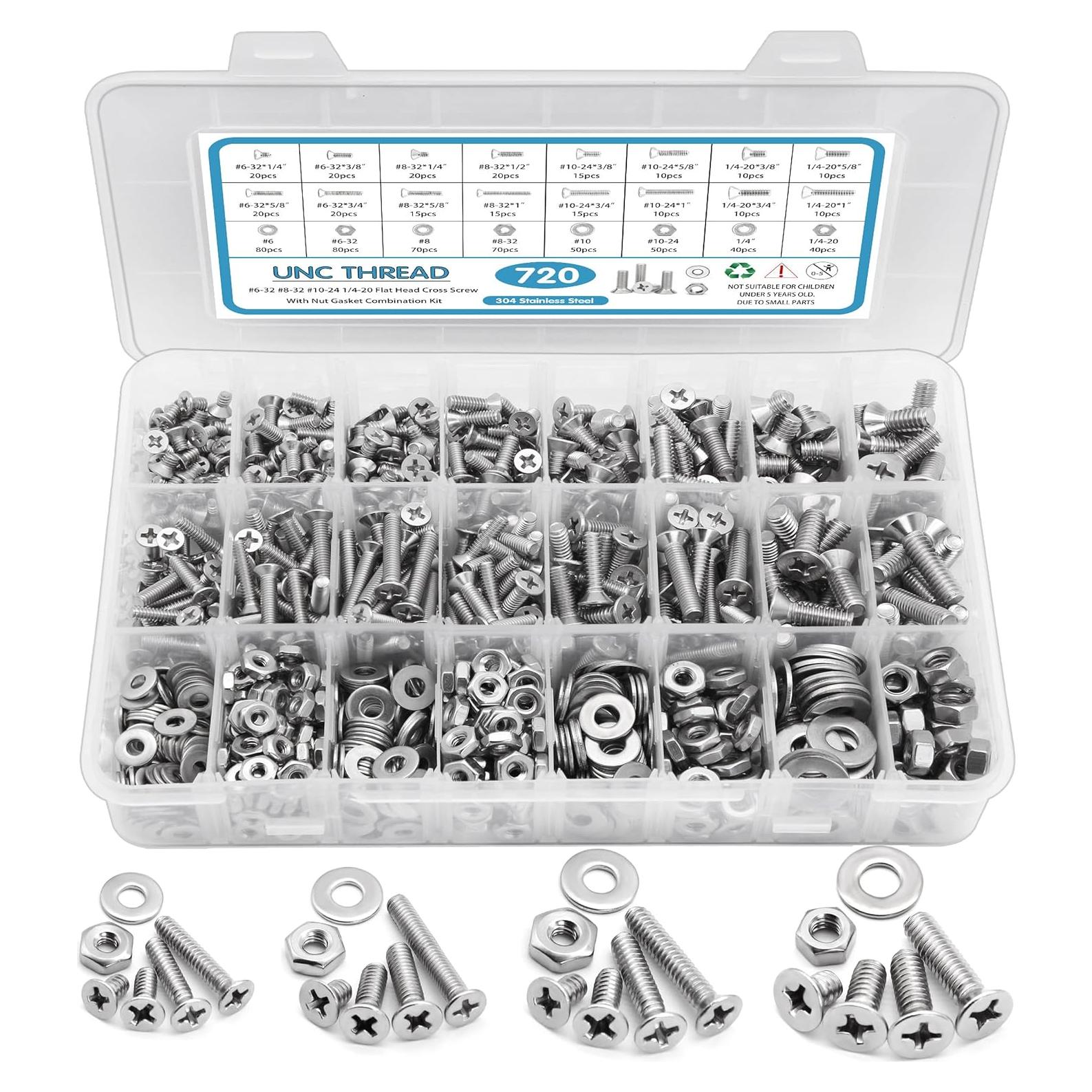 Kit de 720 Piezas de Tornillos y Tuercas SATANTECH Acero Inoxidable