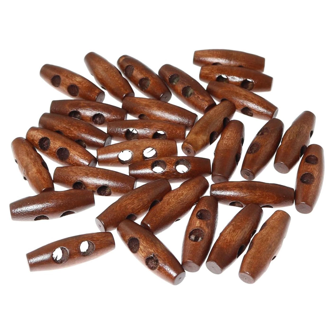 Botones de Madera Ovalados RLECS 30 Piezas 3cm Marrón