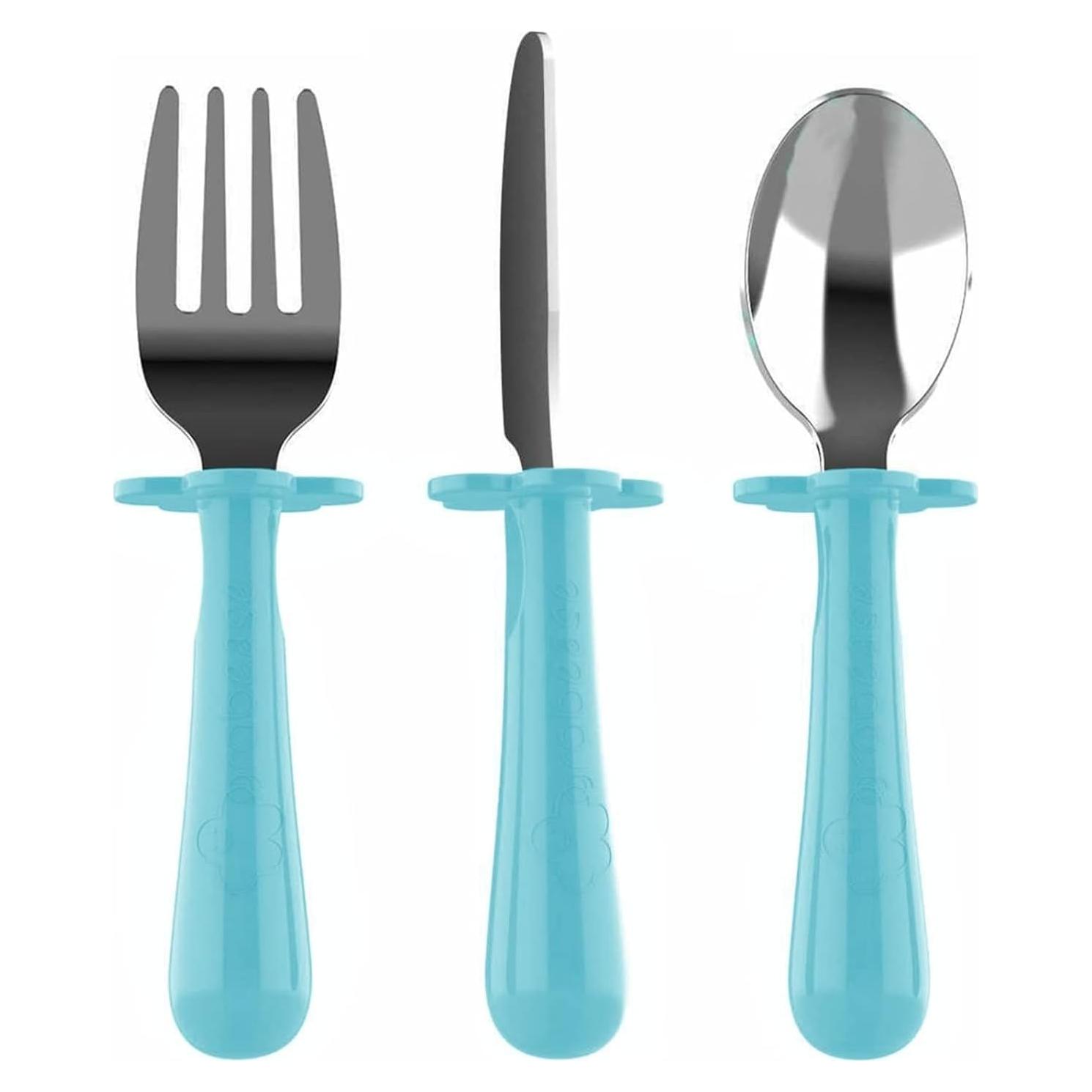 Juego de Cubiertos para Niños Grabease - Acero Inoxidable Azul