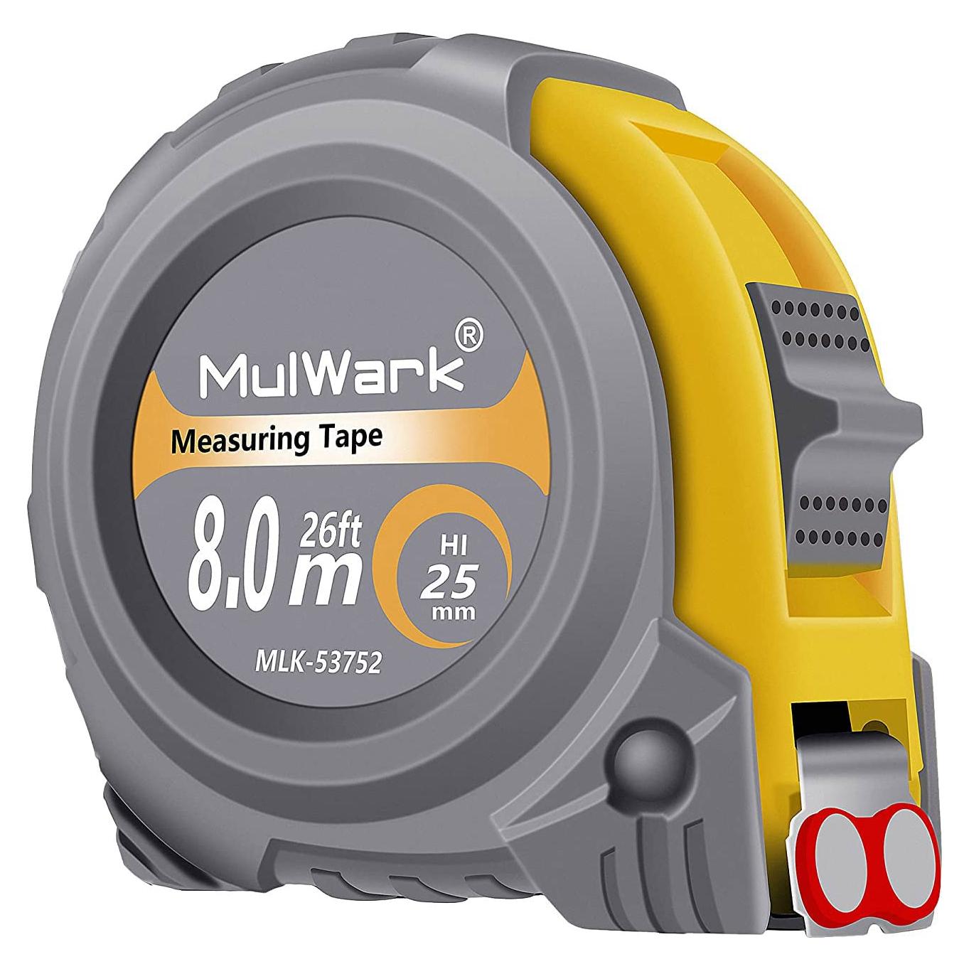 Cinta Métrica MulWark 8m con Gancho Magnético y Doble Cara