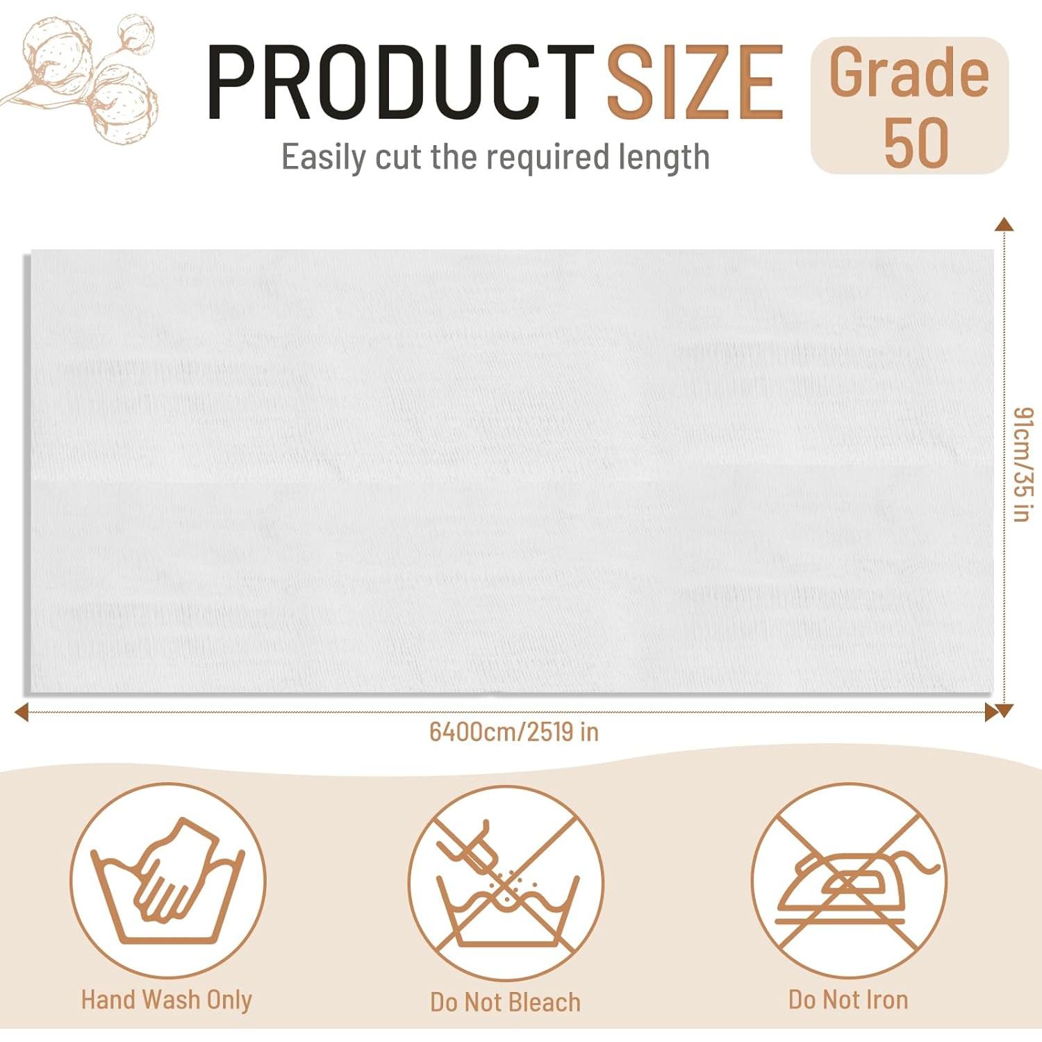 Rollo de Tela de Queso 100% Algodón FACULX 70 Yardas Grado 10