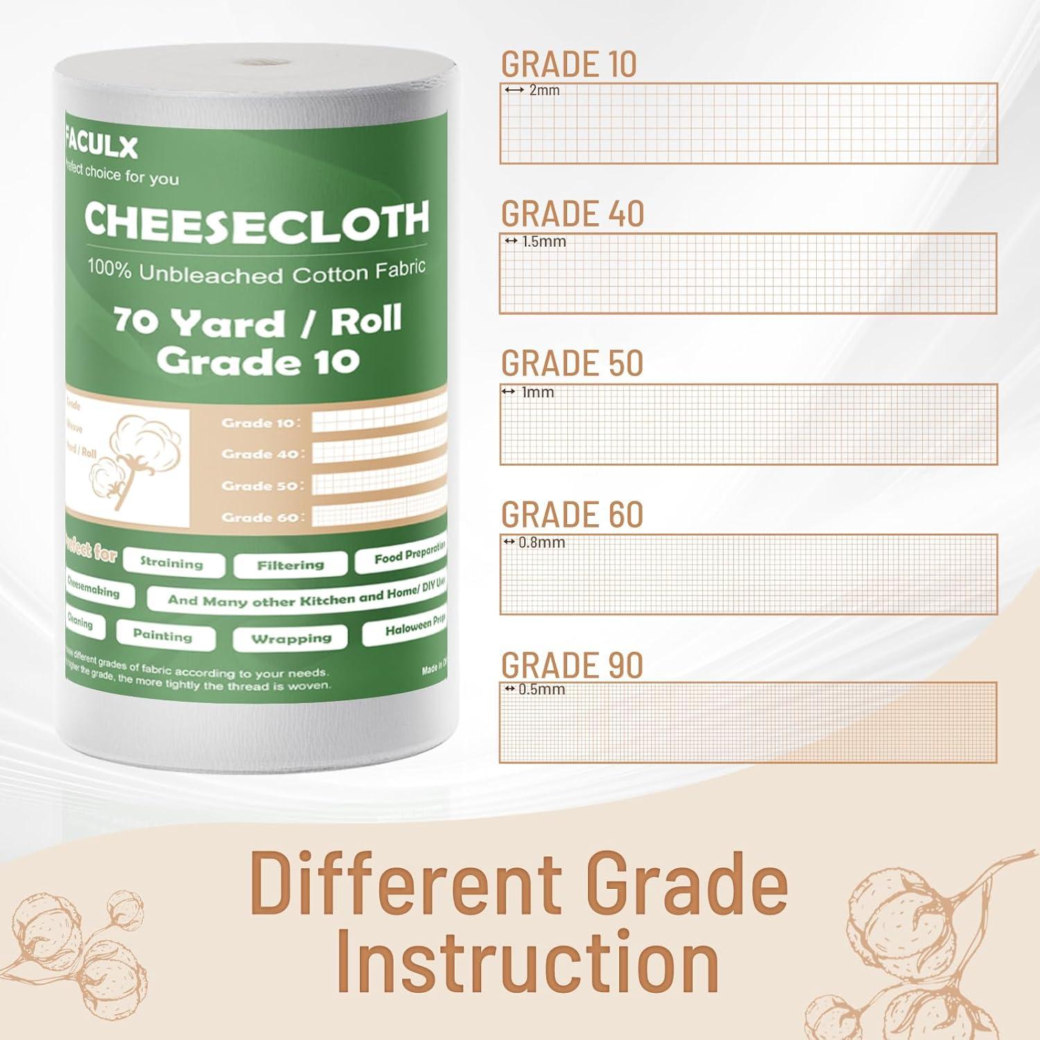 Rollo de Tela de Queso 100% Algodón FACULX 70 Yardas Grado 10